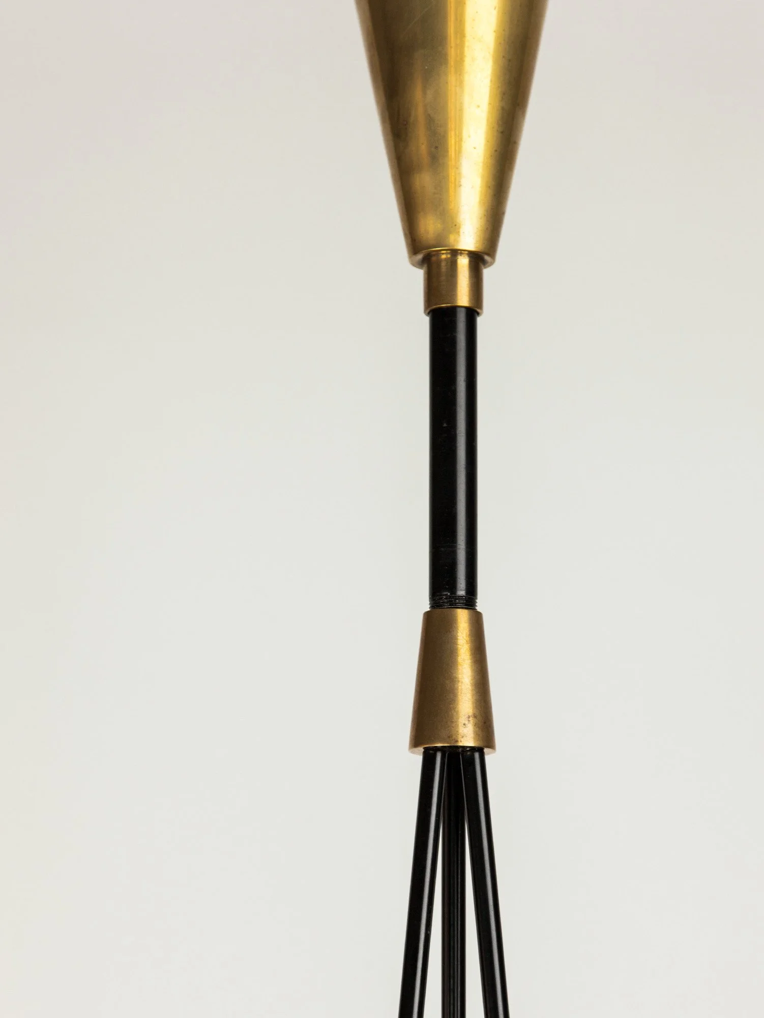 Vintage Italian Glass and Brass Pendant by Stilnovo, 1950s