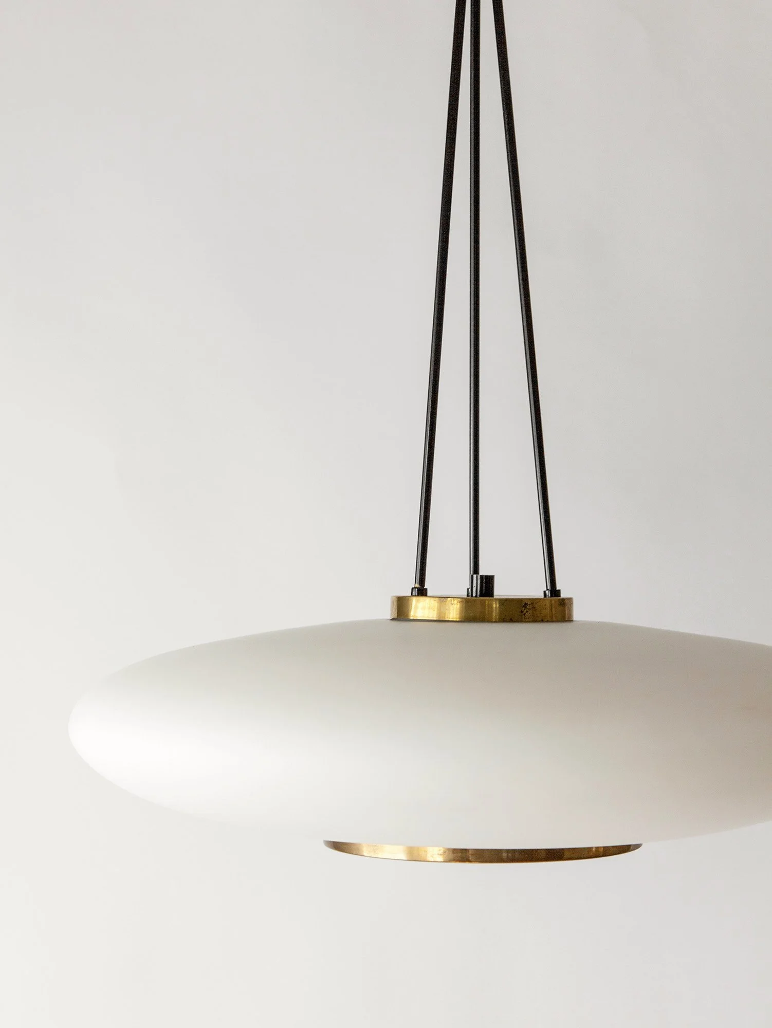 Vintage Italian Glass and Brass Pendant by Stilnovo, 1950s