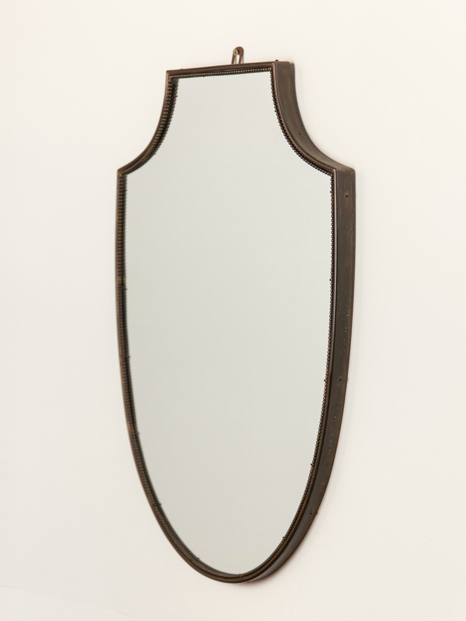 Vintage Italian Beaded Brass Mirror, 1960s