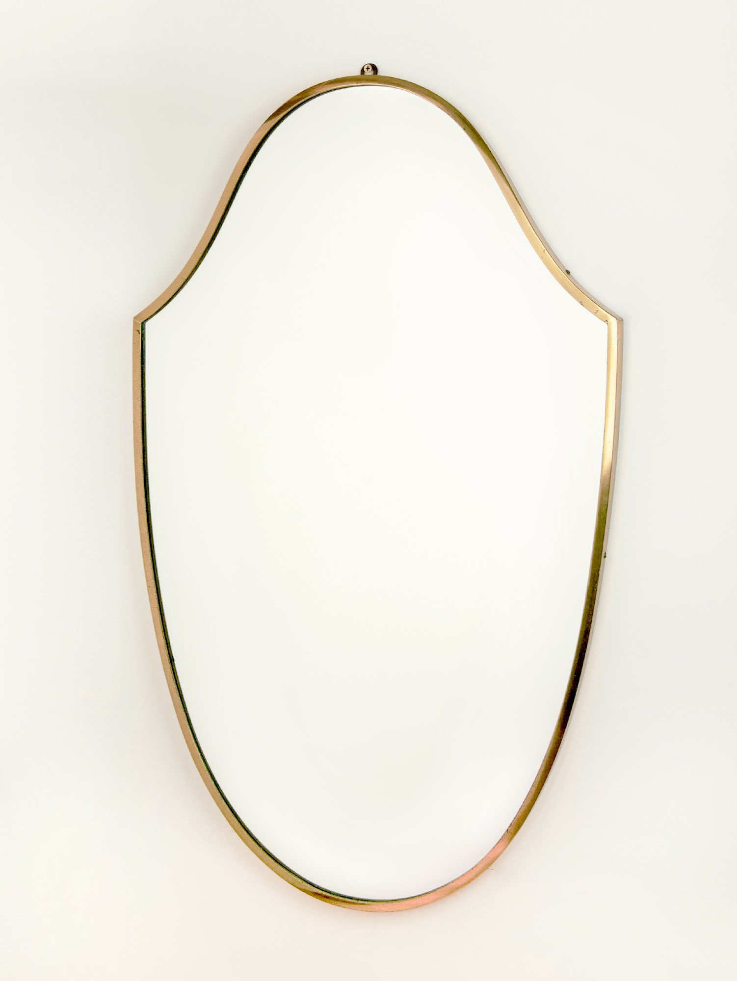 Vintage Italian Shield Brass Mirror, 1960s