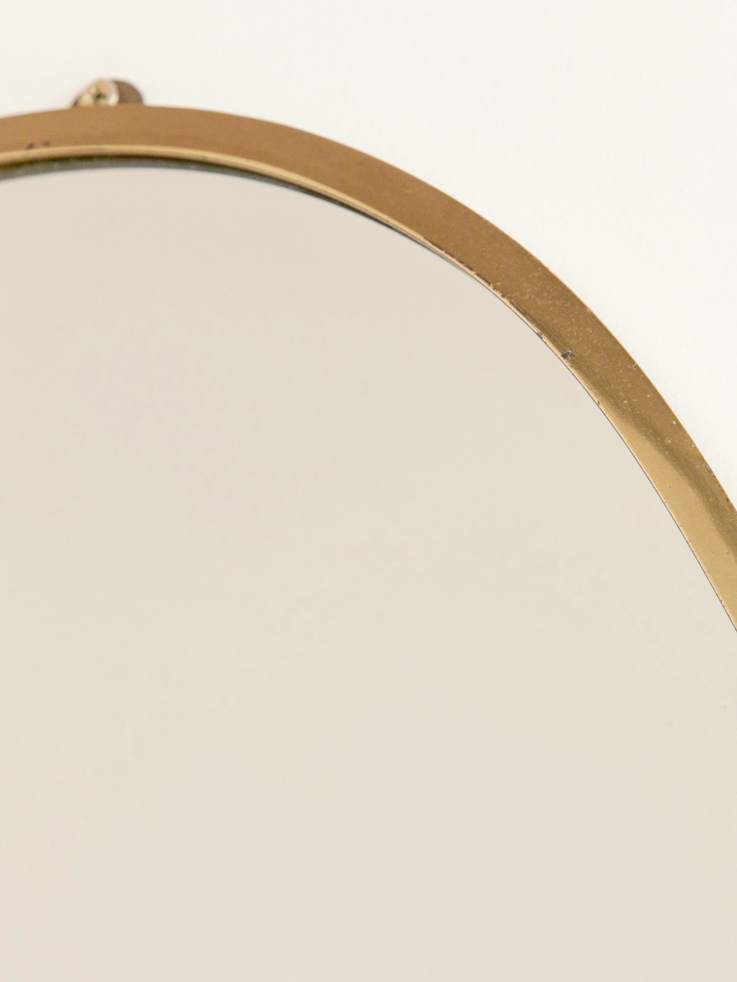 Vintage Italian Shield Brass Mirror, 1960s
