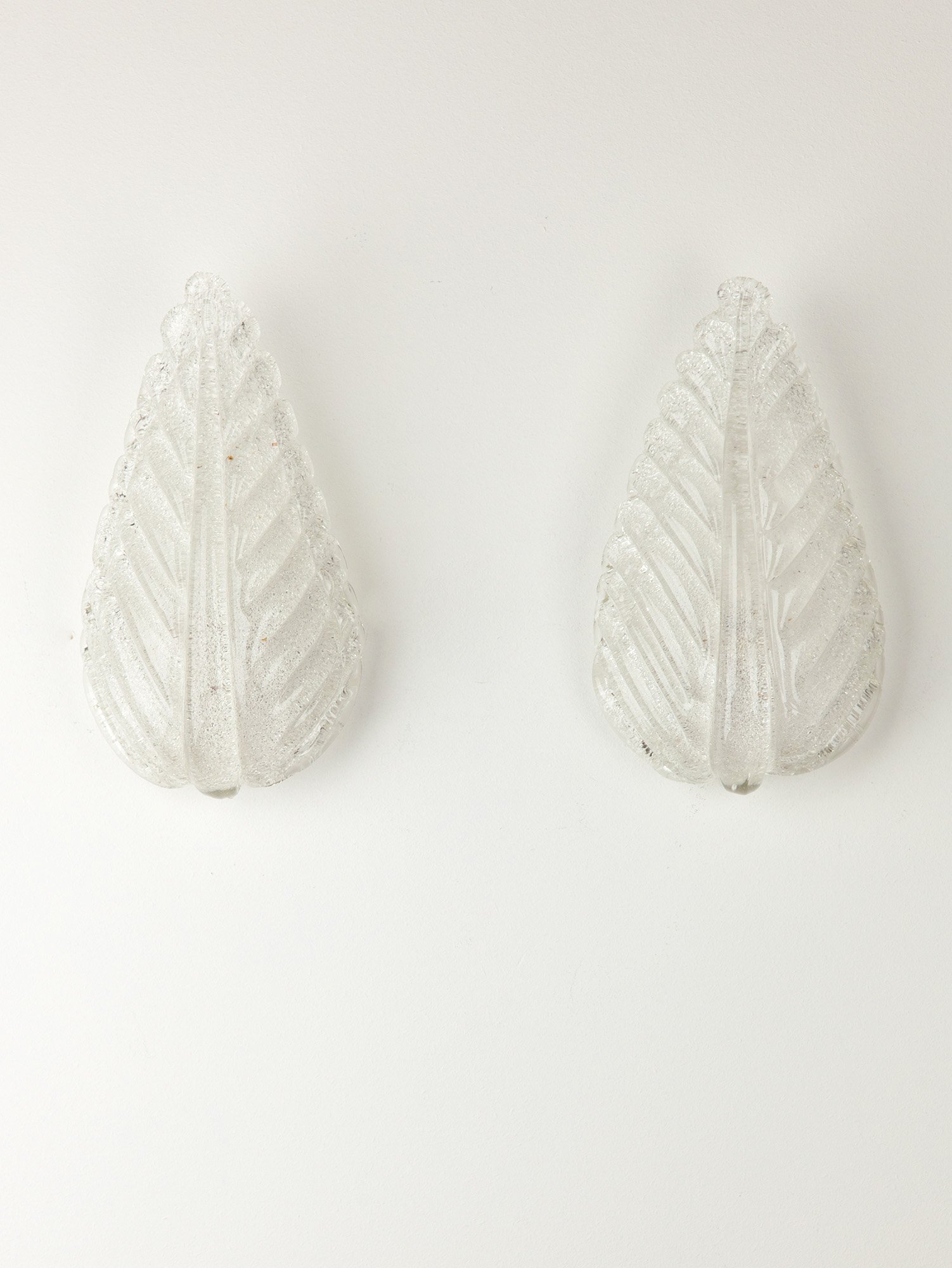 Vintage Pair of Italian Leaf Wall Light by Seguso, Murano, 1940s