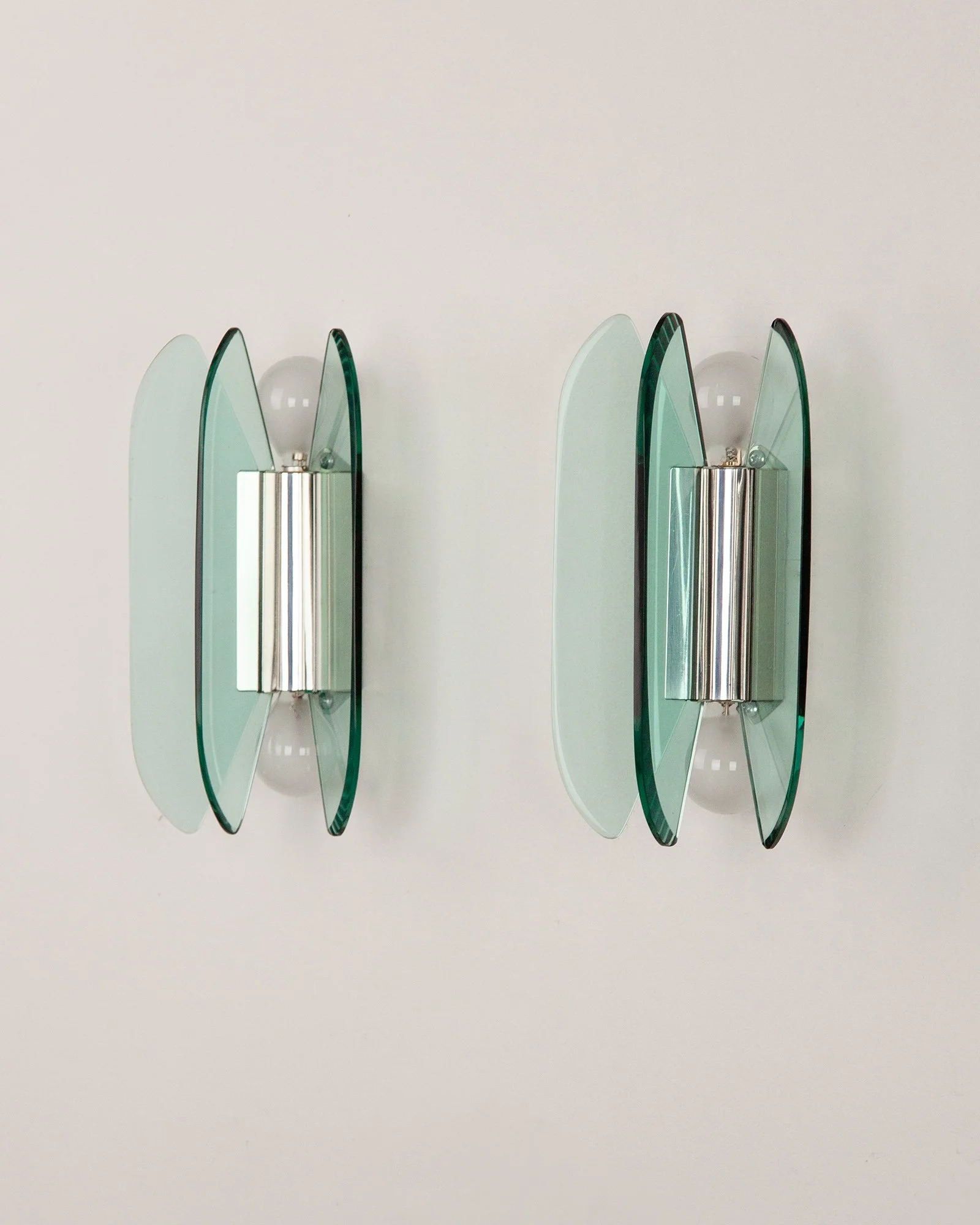 Pair of Italian Murano Glass Wall Light, Green, 1970s