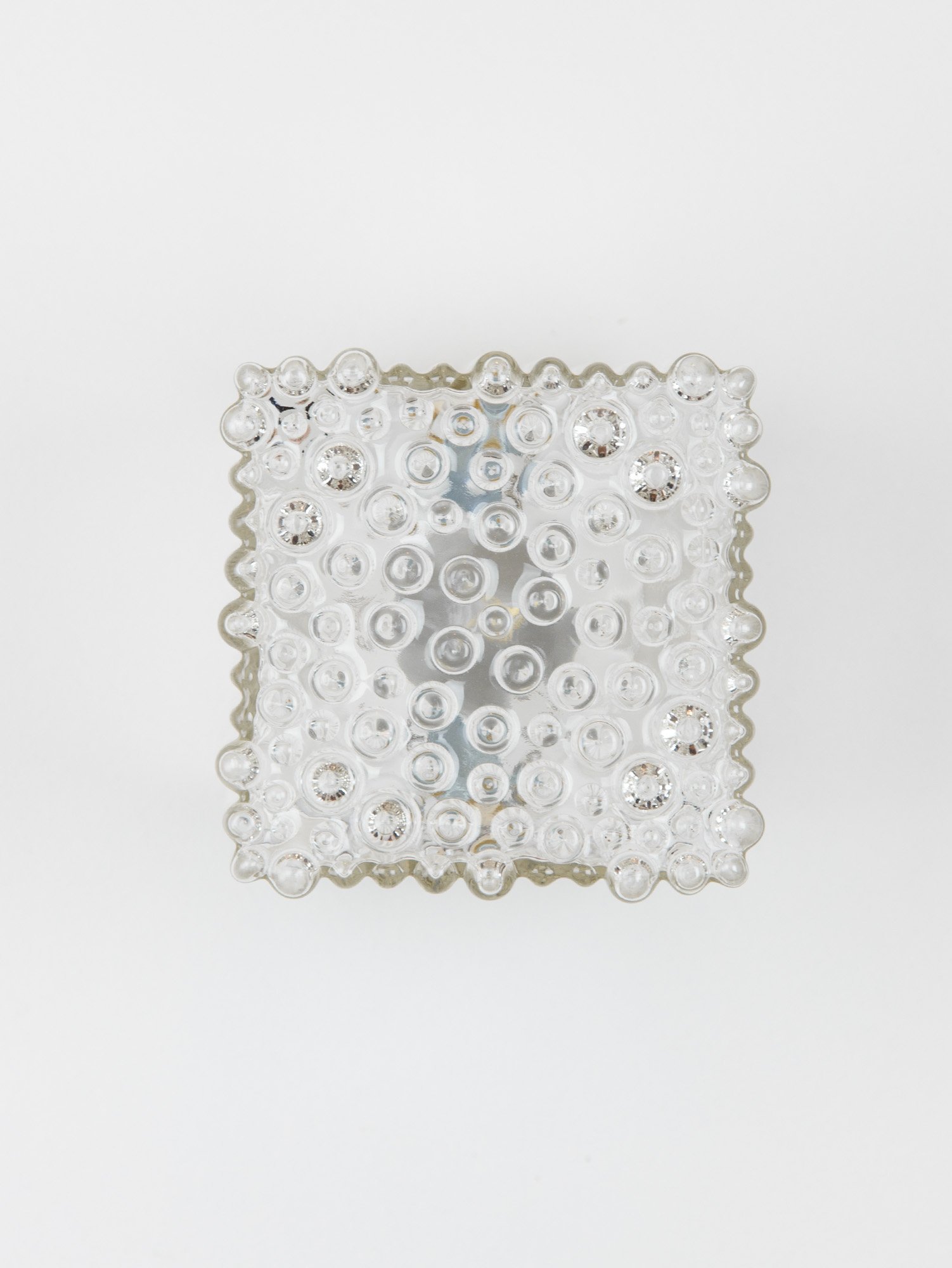 Glass and Chrome Cube Sconce by Glashütte Limburg, Germany, 1960s