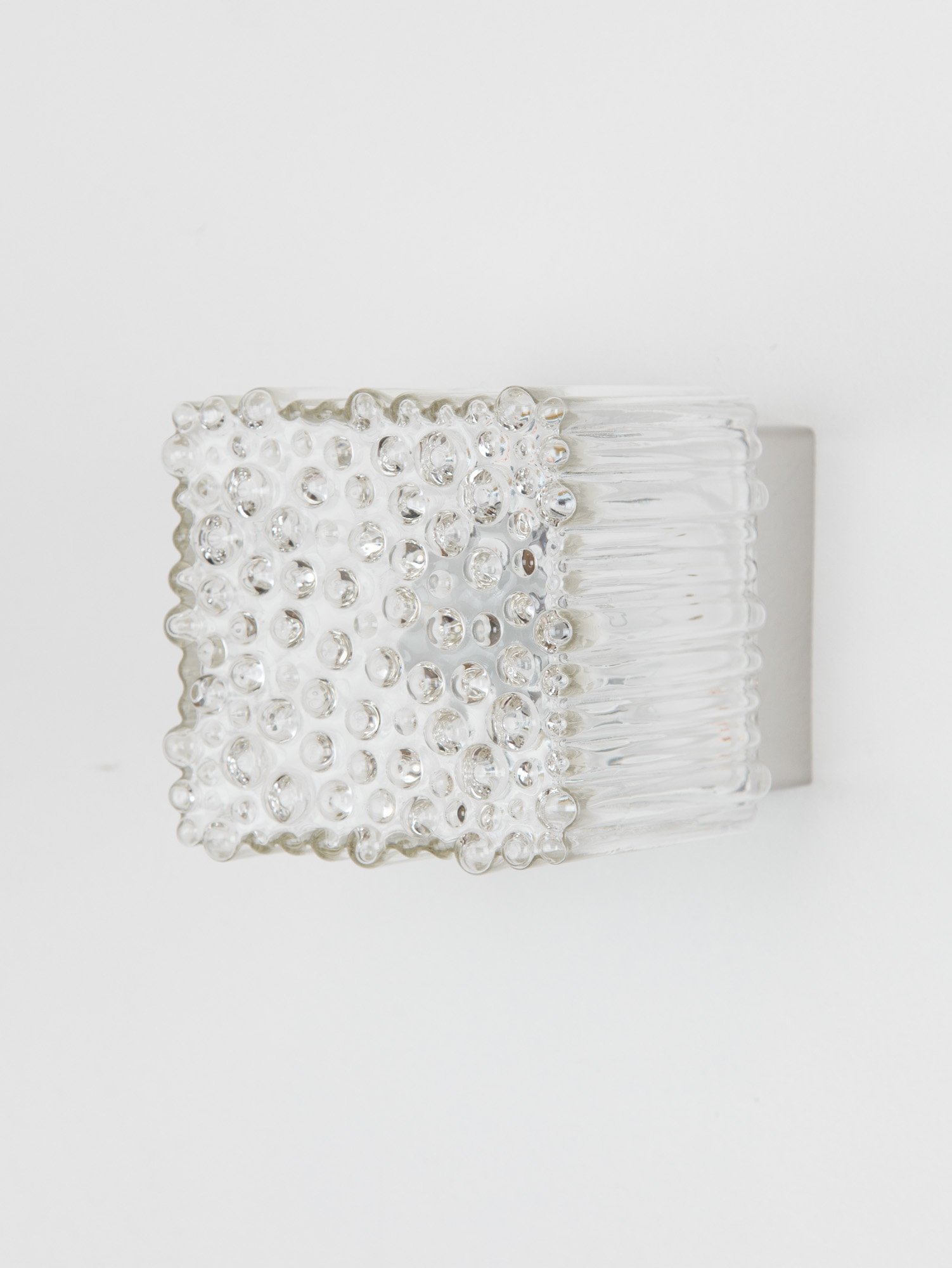Glass and Chrome Cube Sconce by Glashütte Limburg, Germany, 1960s