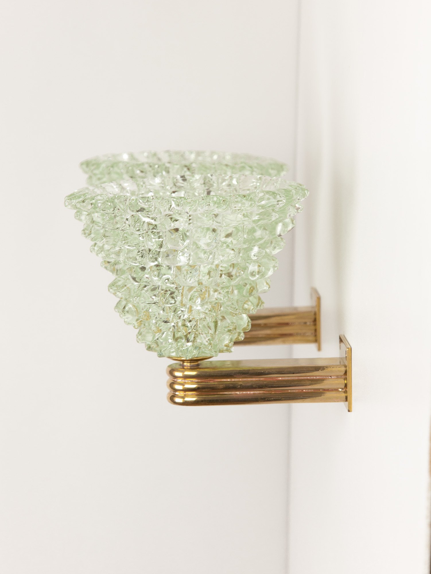 Pair of Pale Green Murano Rostrato Wall Lights, Italy