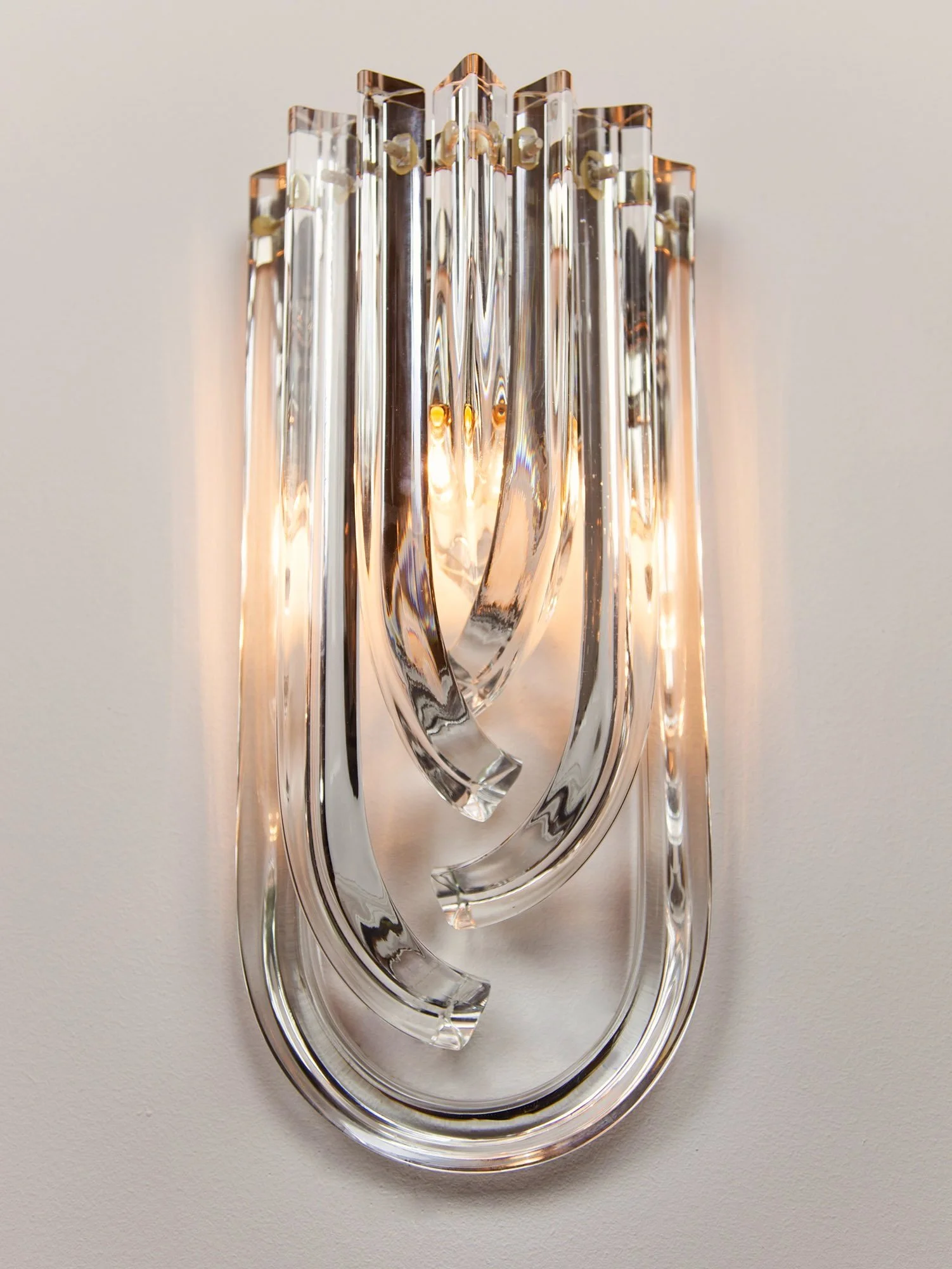Vintage Triedri Murano Glass Wall Light by Venini, Italy, 1980s