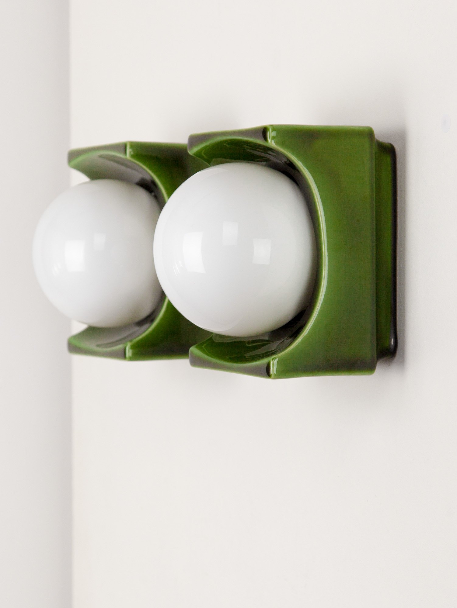 Vintage Green Ceramic Sconce, Germany, 1970s