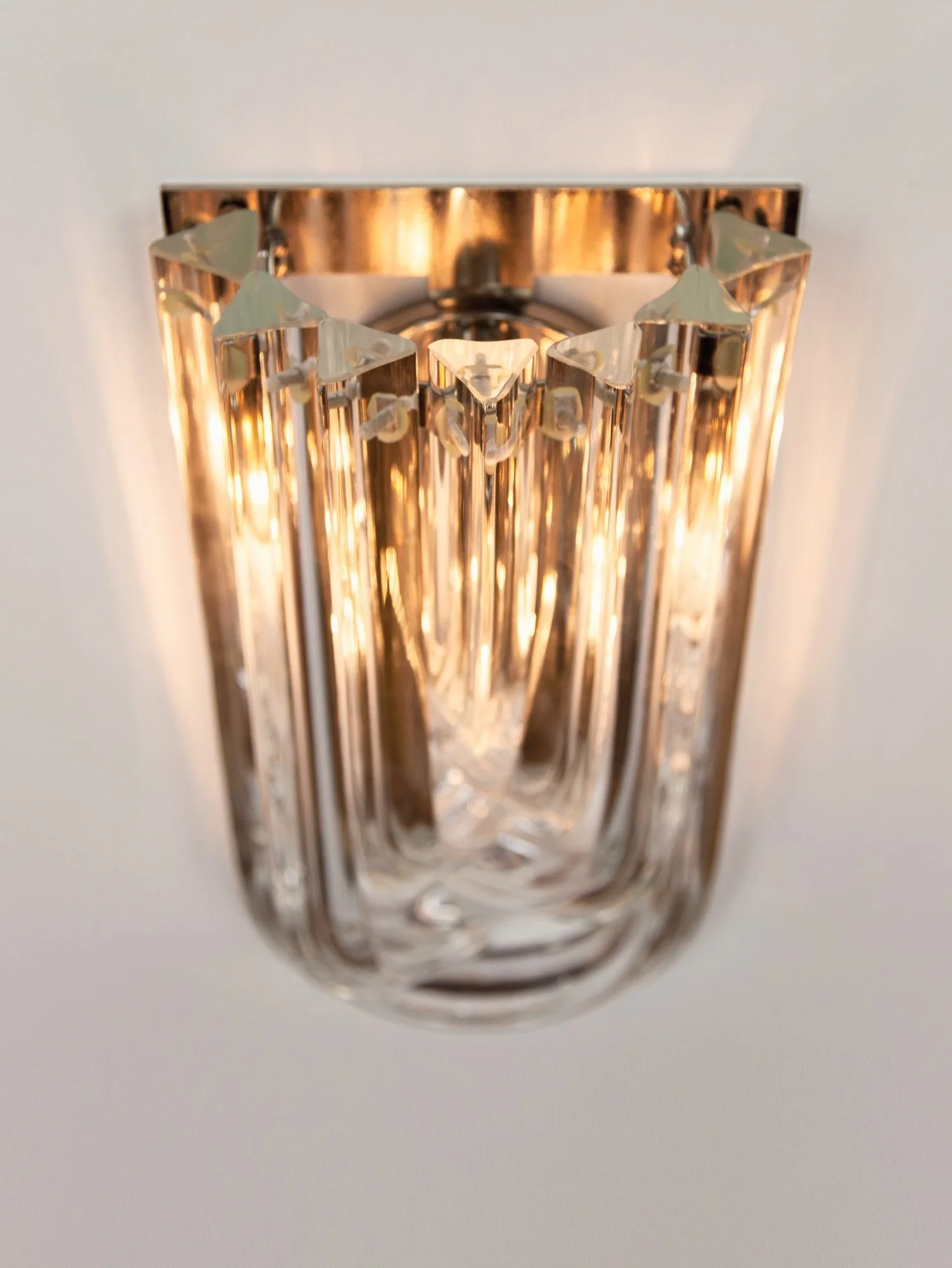 Vintage Triedri Murano Glass Wall Light by Venini, Italy, 1980s