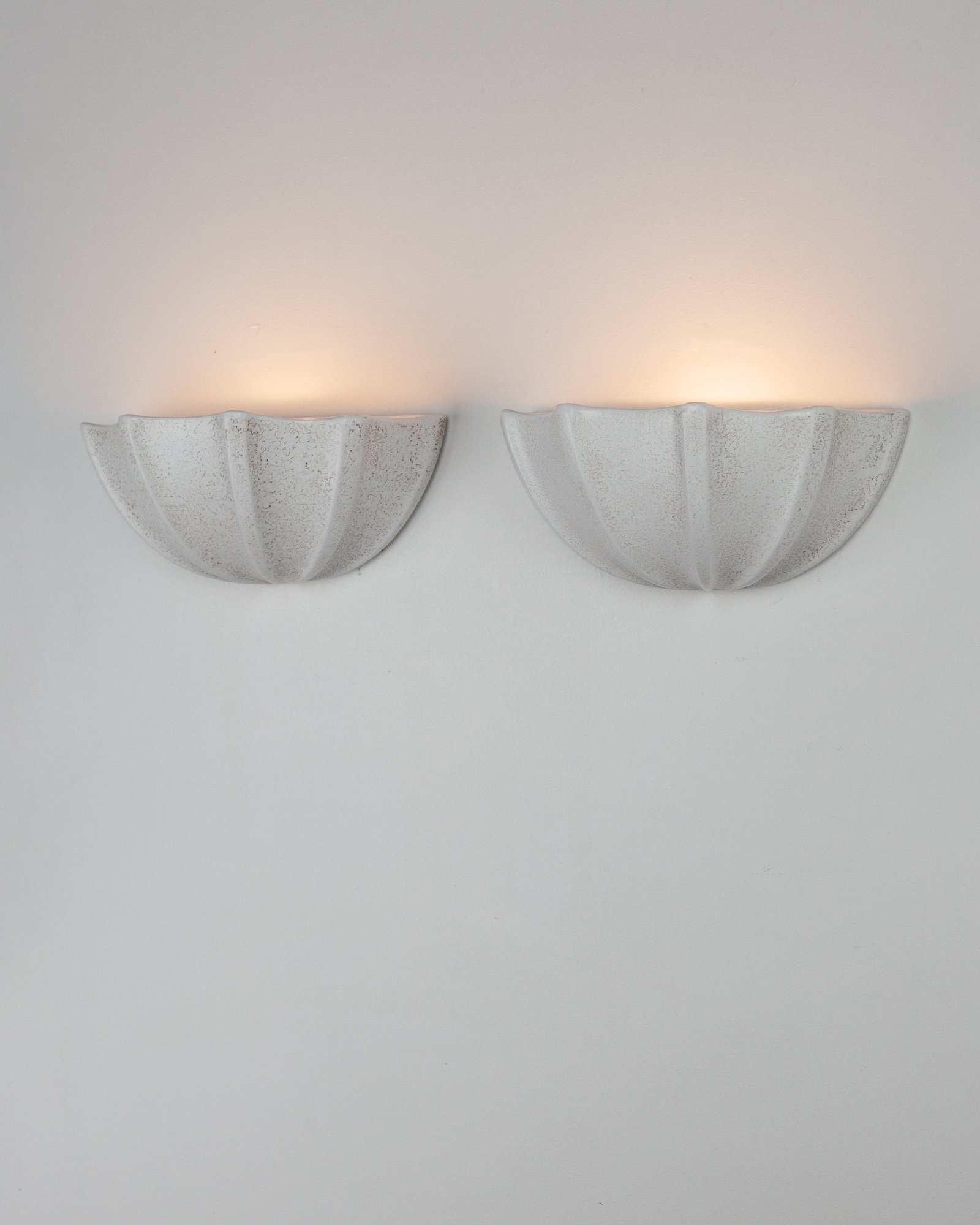 Pair of French Scalloped Porcelain Wal Lights, France, 1970s
