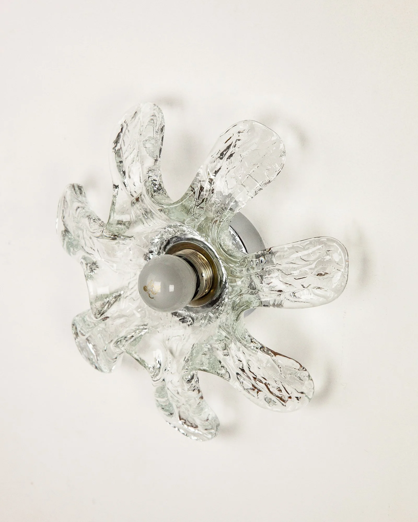 Mazzega Star Glass & Chrome Wall Light. Italy, 1970s