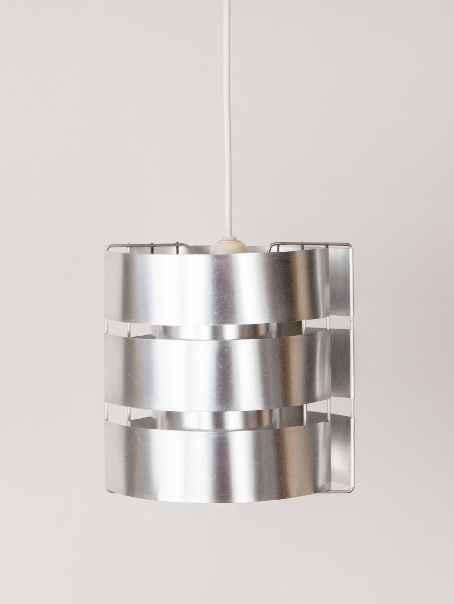 Max Sauze Curved Aluminium Ceiling Pendant, France, 1960s