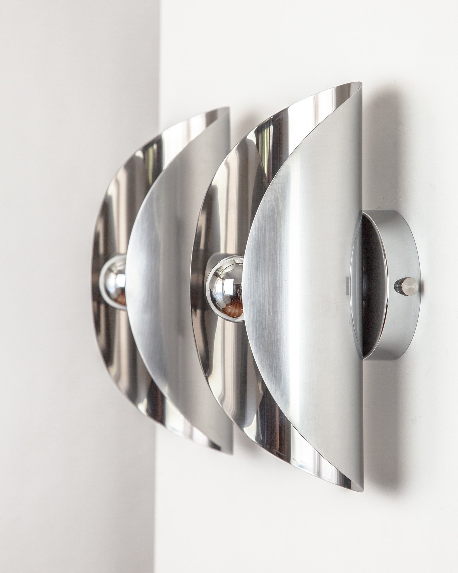 Vintage Italian Chrome Wall Light, 1970s