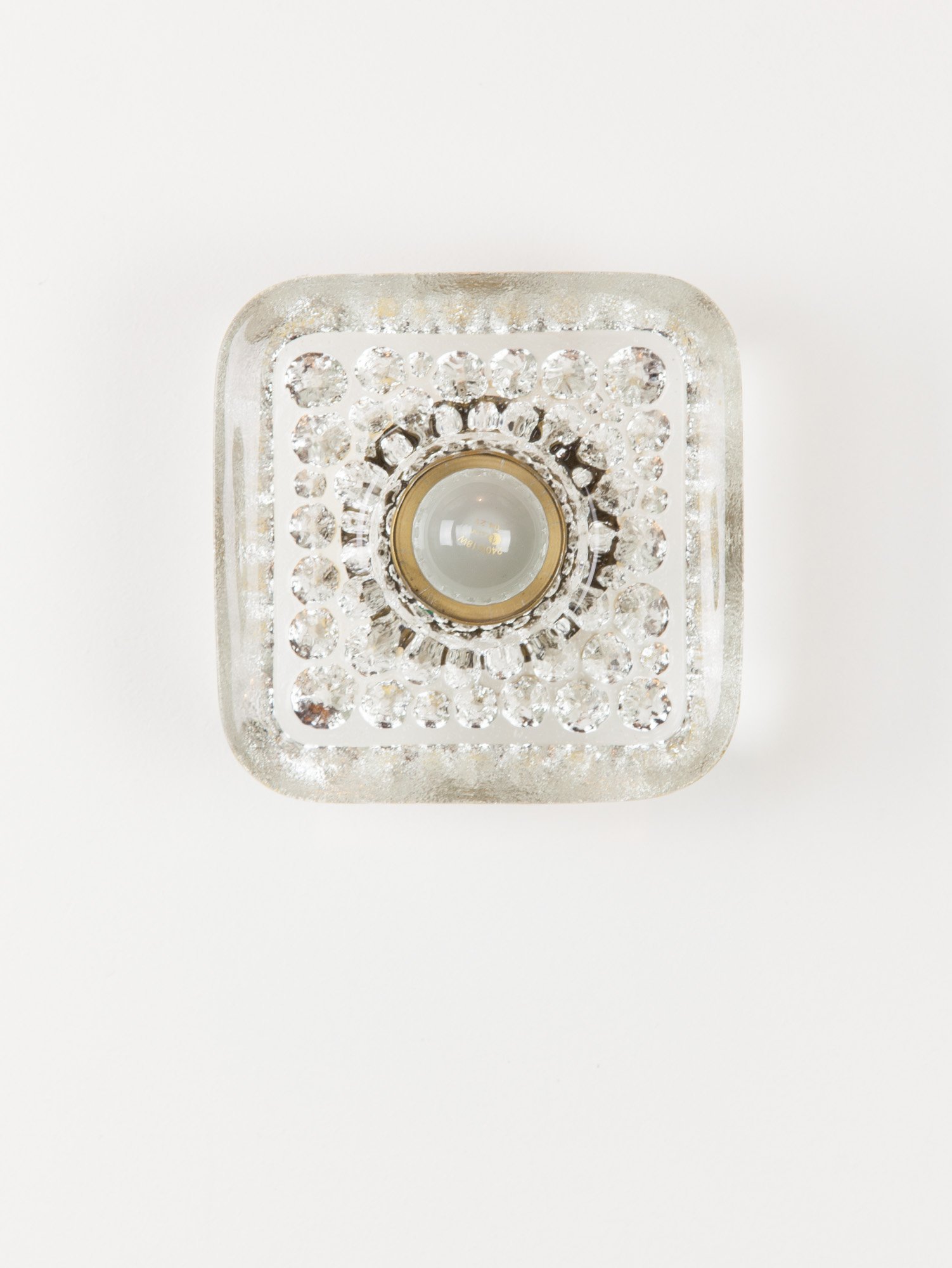 Peill & Putzler Square Glass & Brass Wall Light, Germany, 1970s