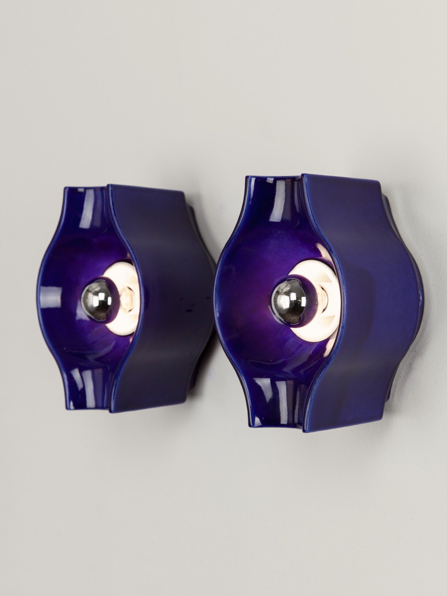 Pair of Blue Glazed Ceramic Sconces by Cari Zalloni, Germany, 1970s