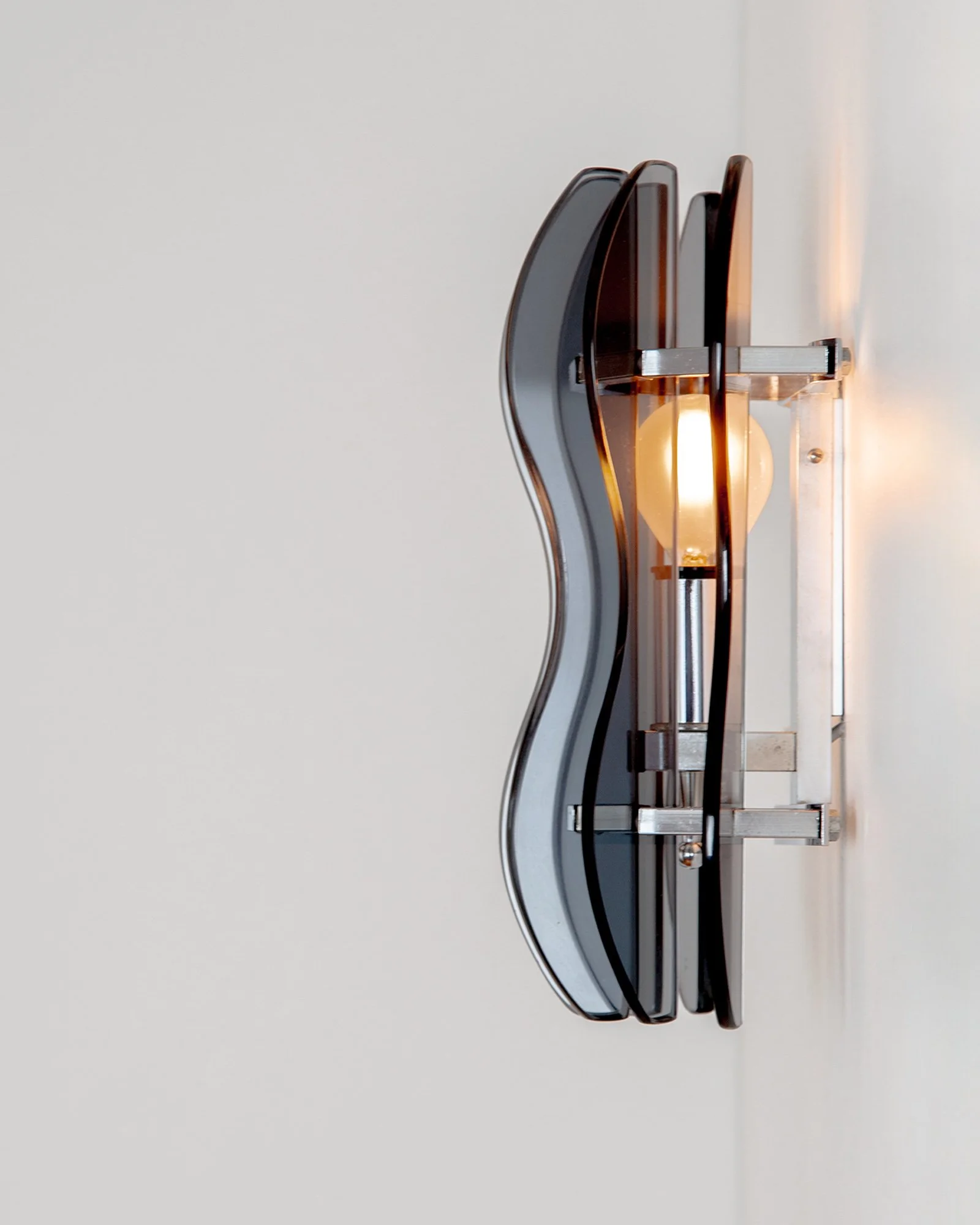 Italian Murano Glass Wall Light by Veca, Grey, 1970s