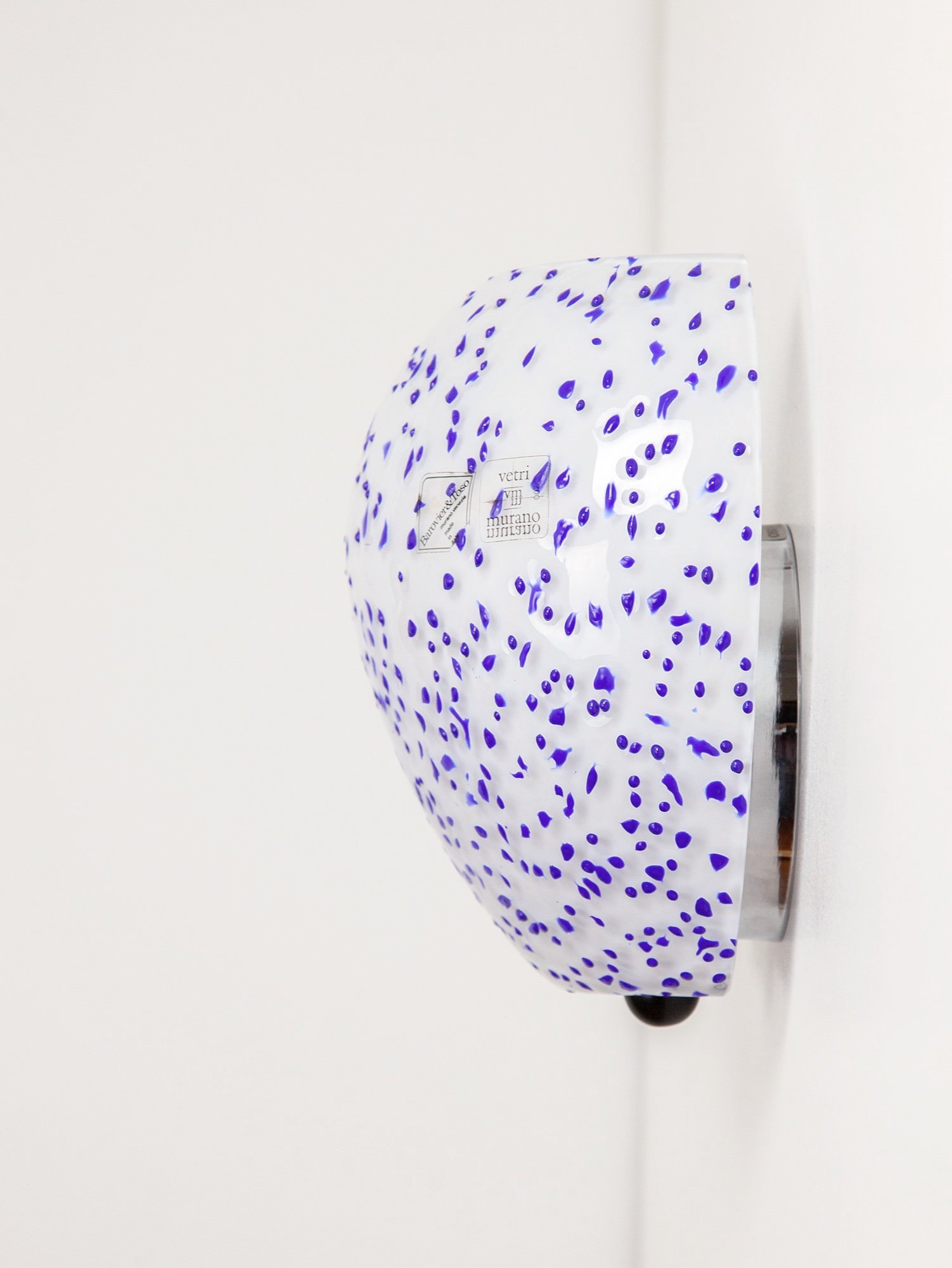 White Barovier Wall Light with Blue Dots, Italy, 1990s