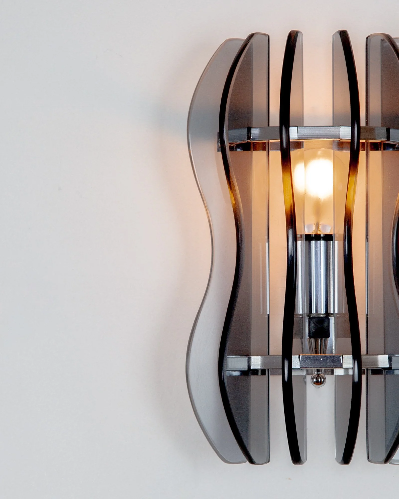 Italian Murano Glass Sconce by Veca, Grey, 1970s