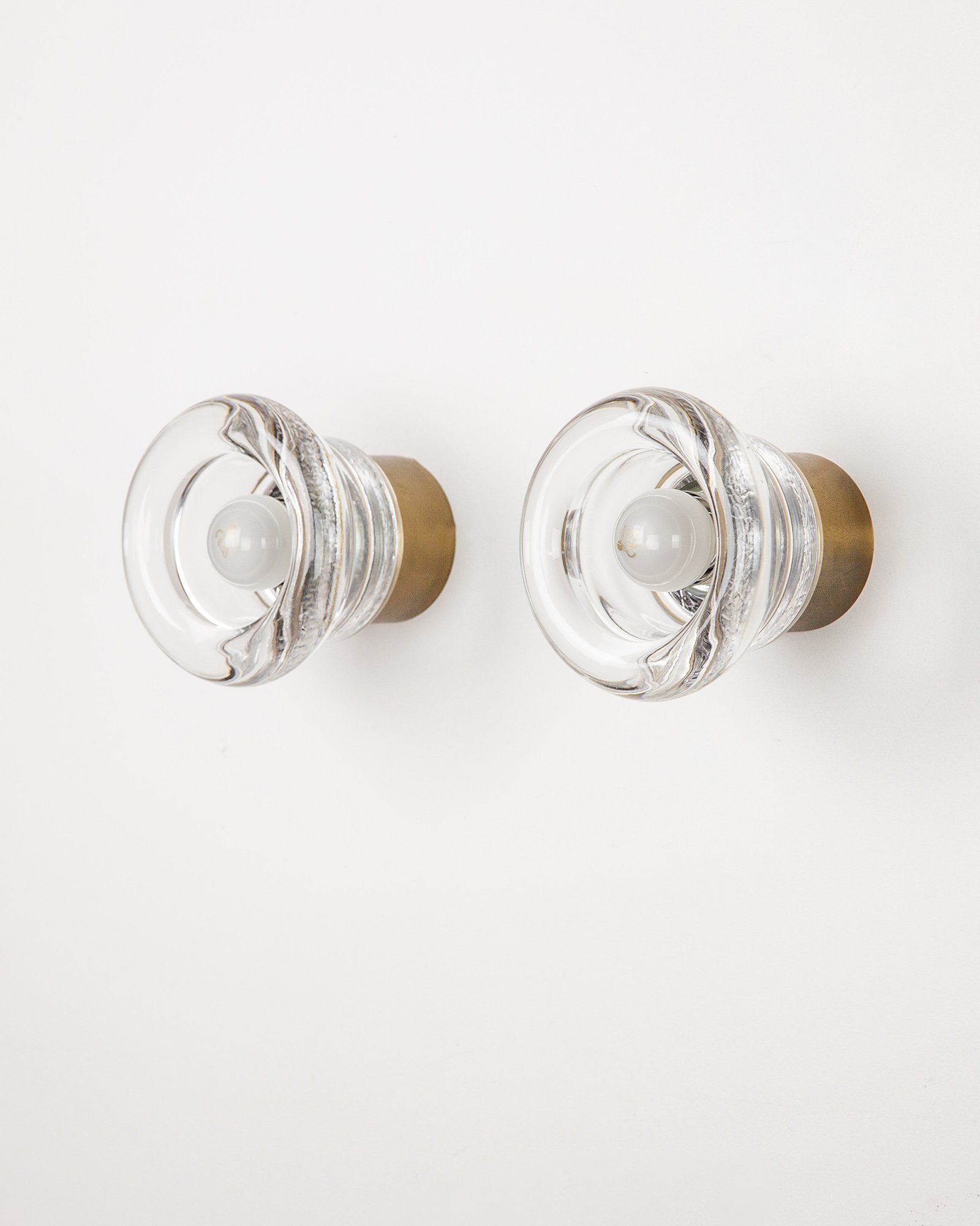Pair of Glass & Brass Wall Lights by Cosack, Germany, 1970s