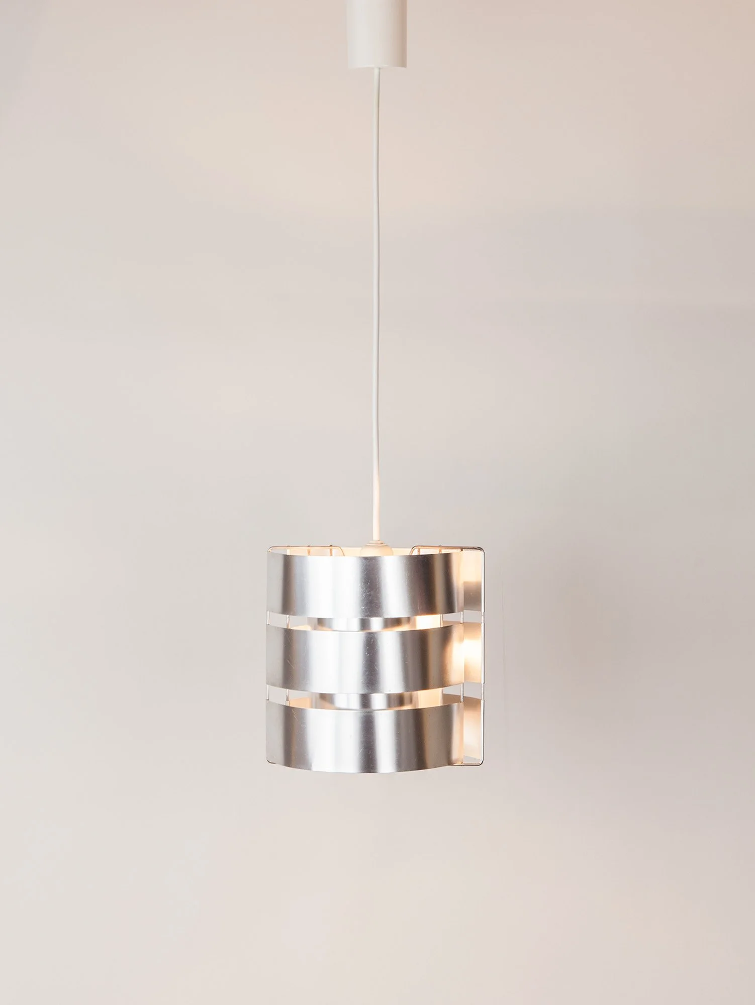 Max Sauze Curved Aluminium Ceiling Pendant, France, 1960s