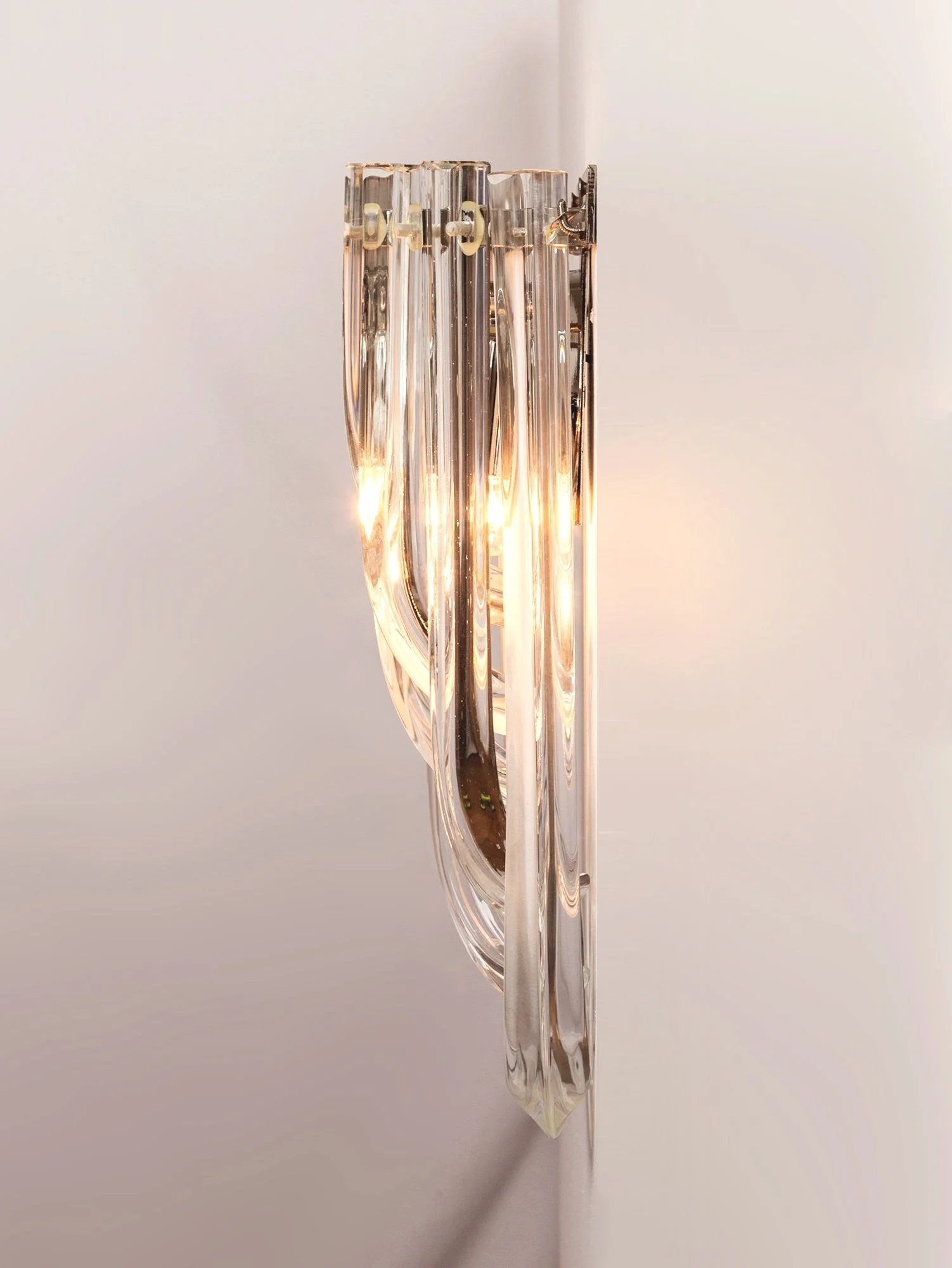Vintage Triedri Murano Glass Wall Light by Venini, Italy, 1980s
