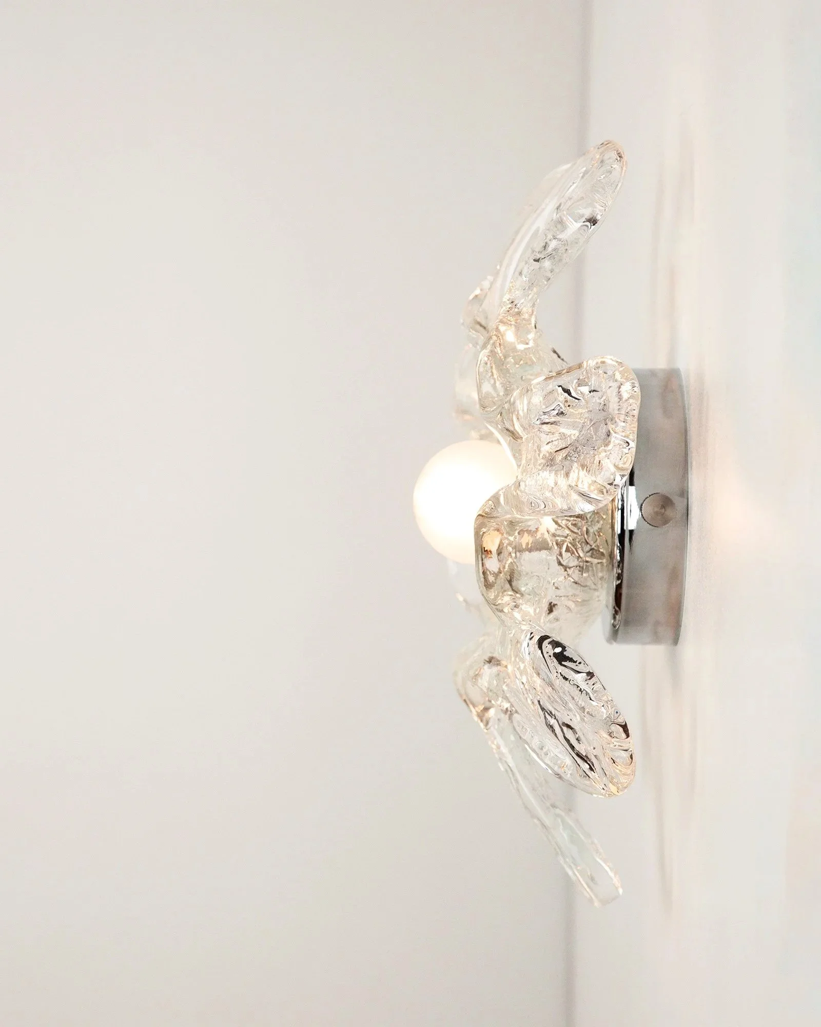Mazzega Star Glass & Chrome Sconce. Italy, 1970s