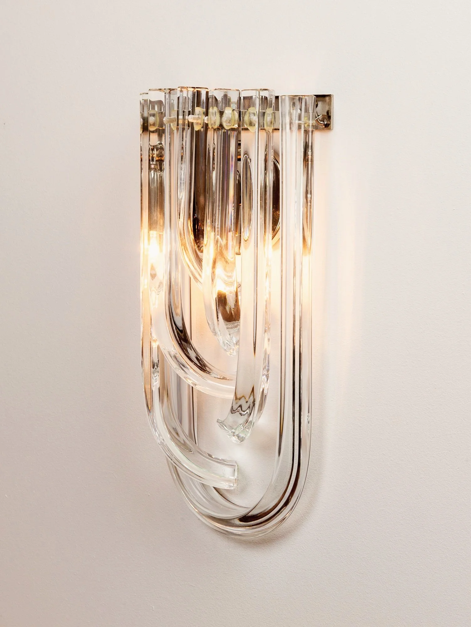 Vintage Triedri Murano Glass Wall Light by Venini, Italy, 1980s