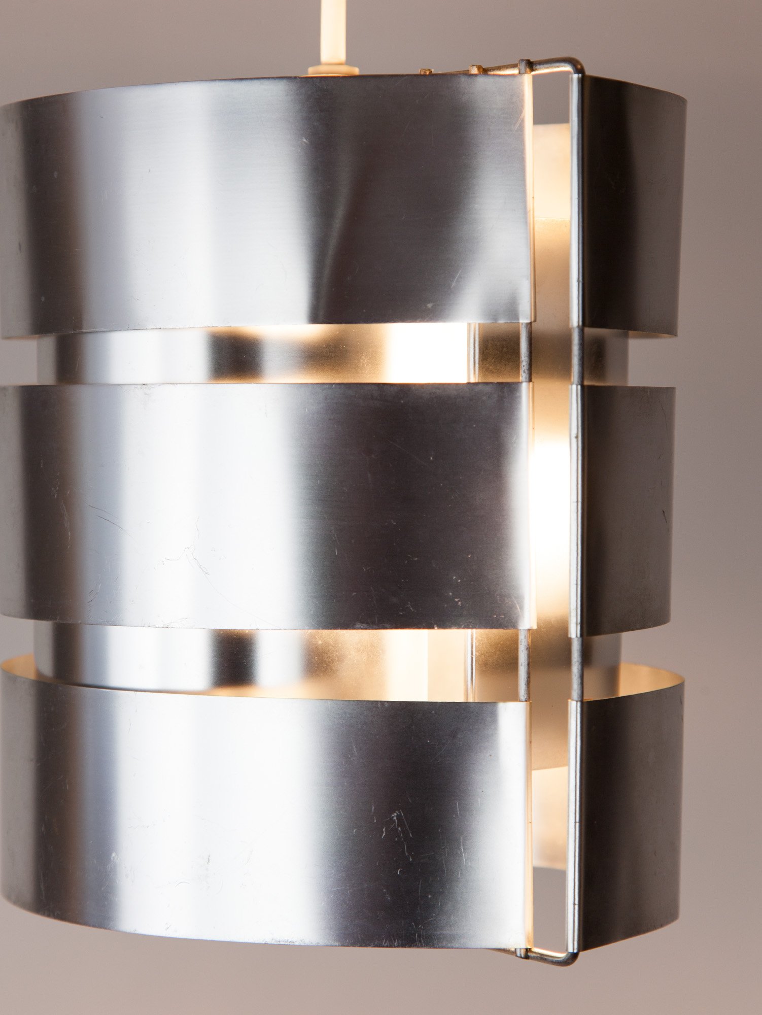 Max Sauze Curved Aluminium Ceiling Pendant, France, 1960s