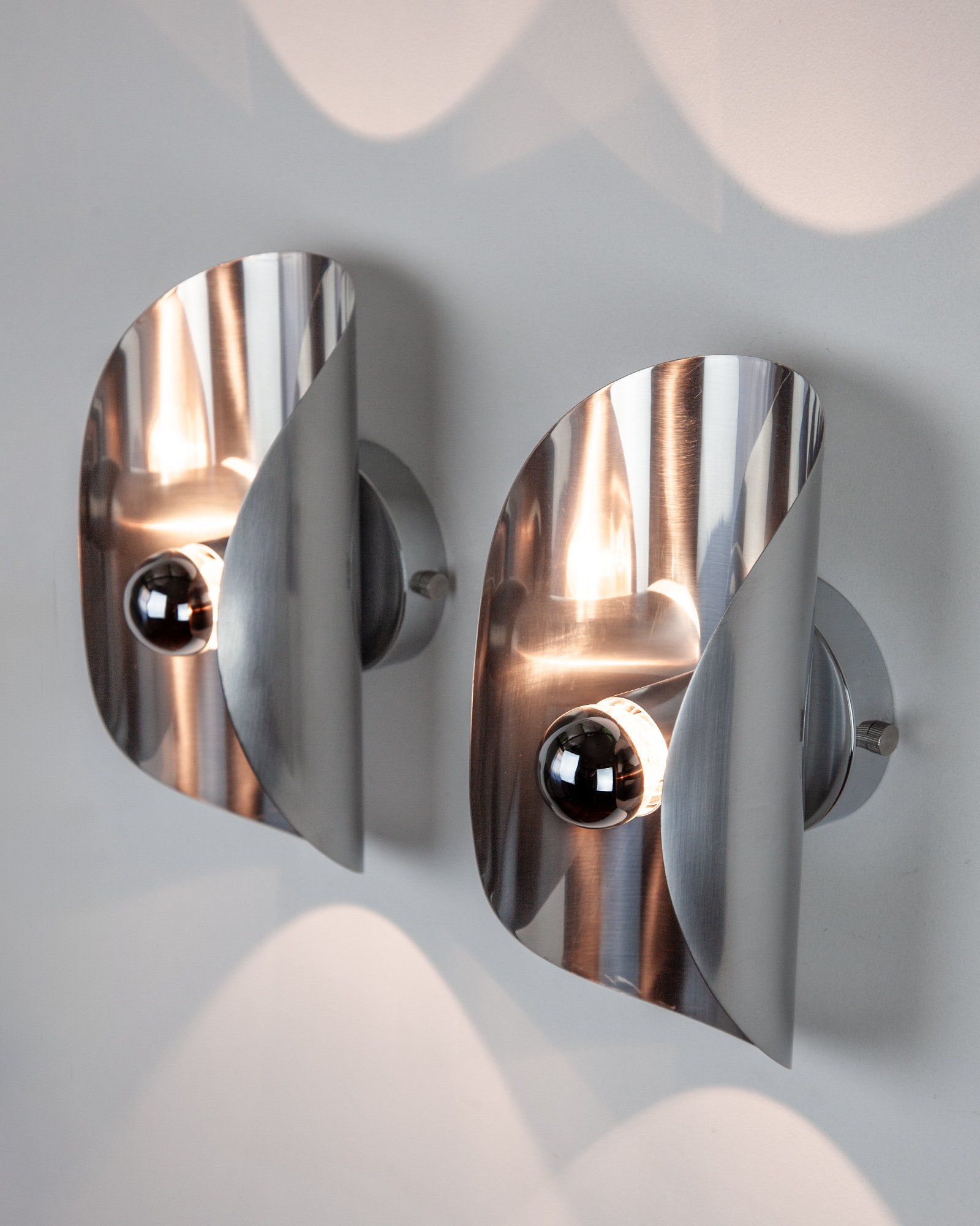 Vintage Italian Chrome Wall Light, 1970s