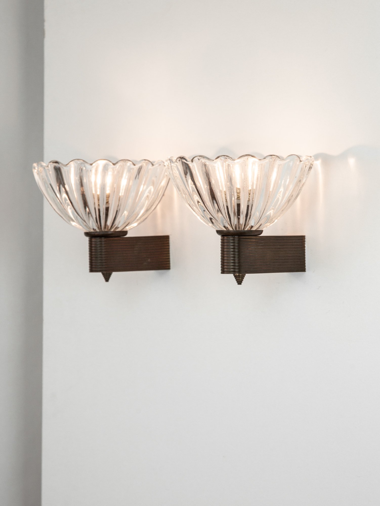 Pair of Vintage Art Deco Barovier Sconces, Italy, 1940s