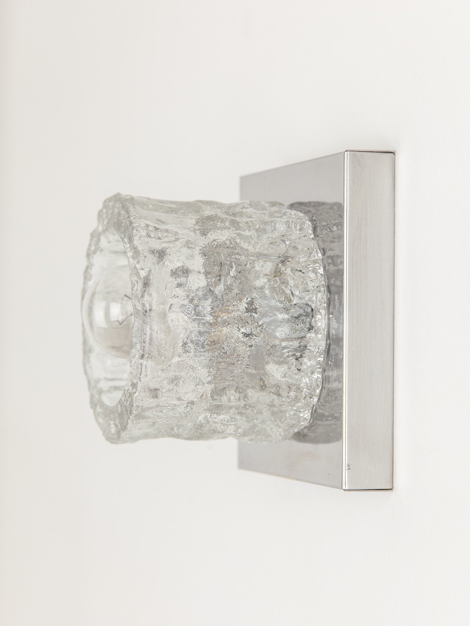 Peill & Putzler Glass & Chrome Sconce , Germany, 1970s