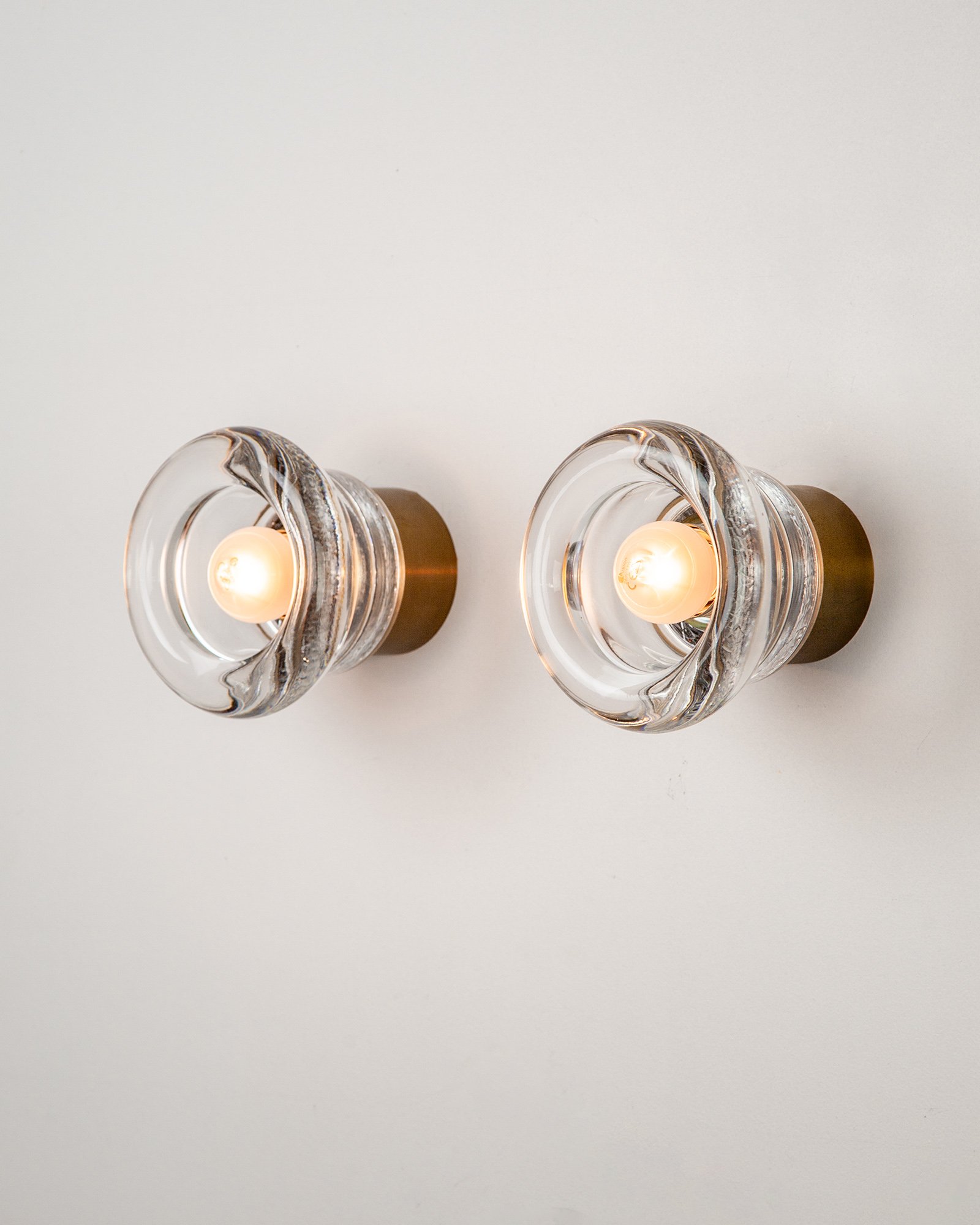Pair of Glass & Brass Wall Lights by Cosack, Germany, 1970s