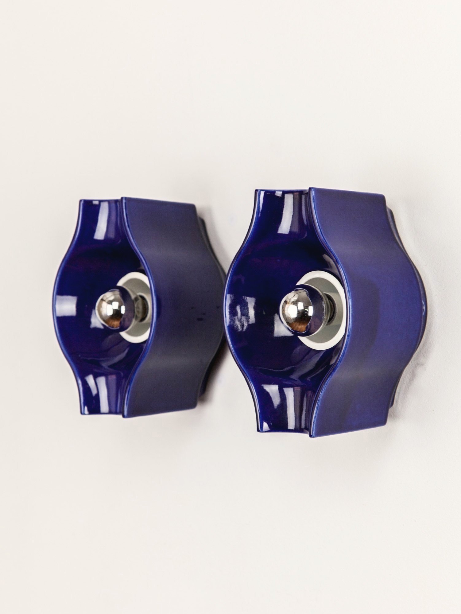 Pair of Blue Glazed Ceramic Sconces by Cari Zalloni, Germany, 1970s