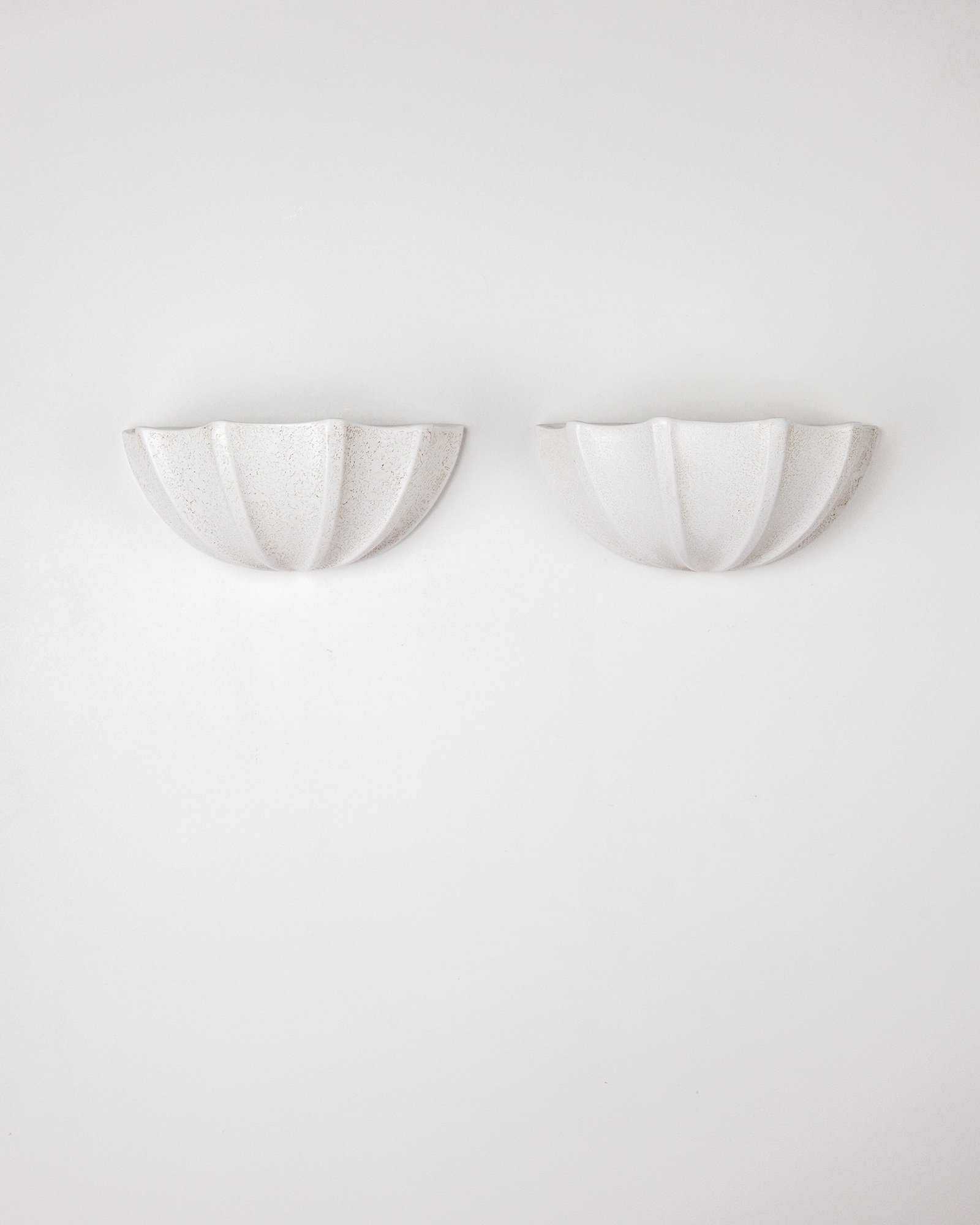 Pair of French Scalloped Porcelain Wal Lights, France, 1970s
