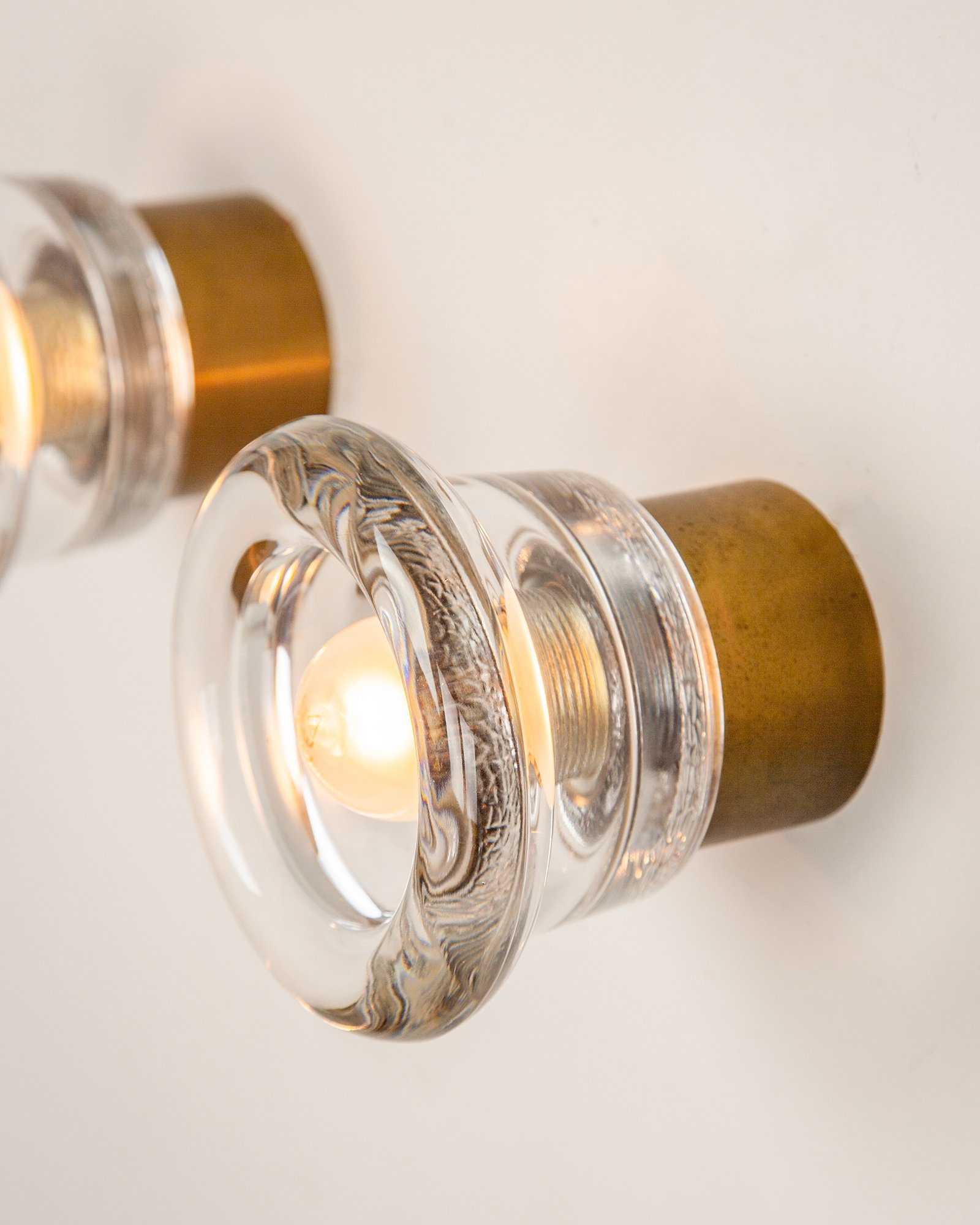 Pair of Glass & Brass Sconces by Cosack, Germany, 1970s