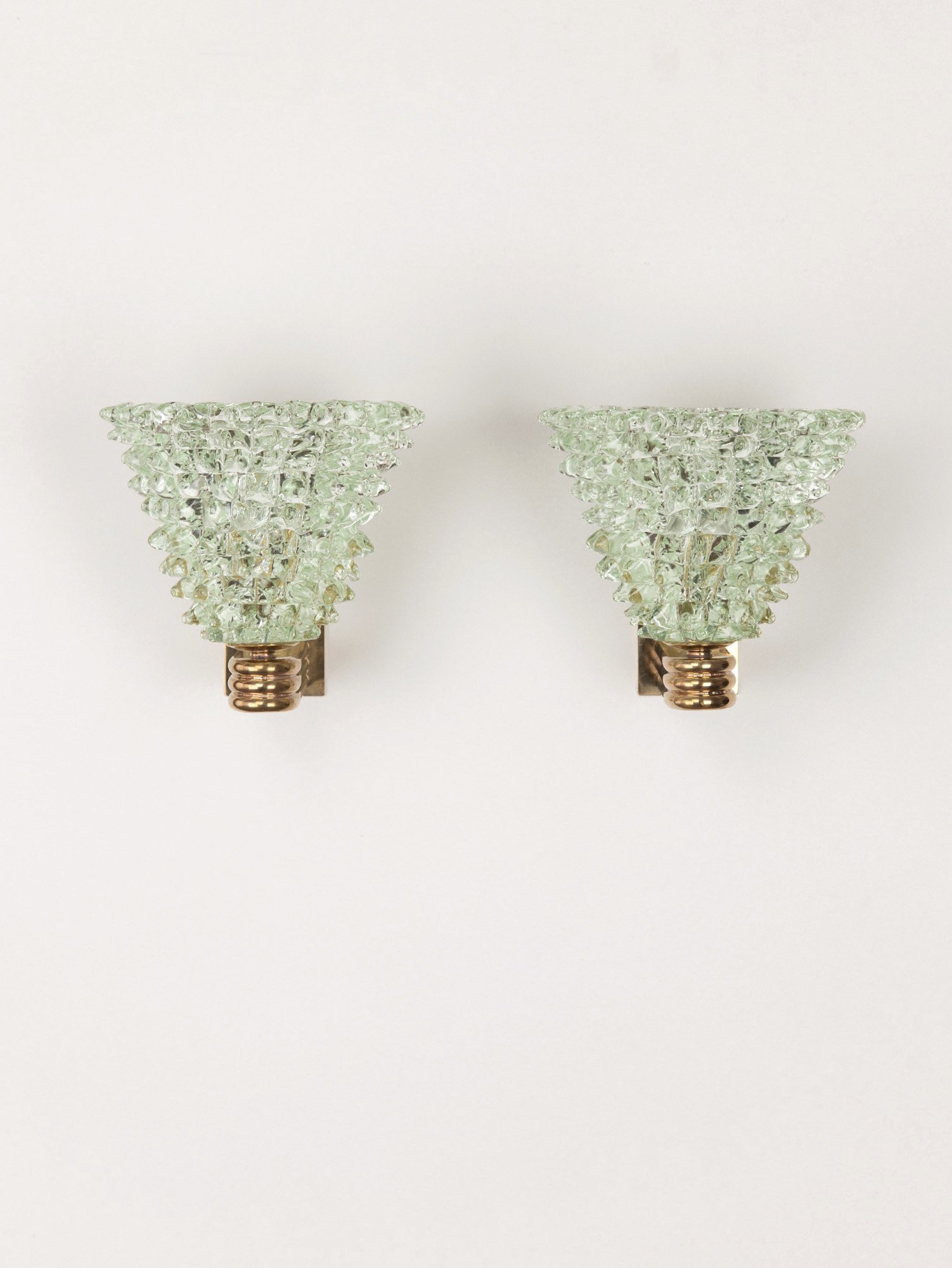 Pair of Pale Green Murano Rostrato Wall Lights, Italy