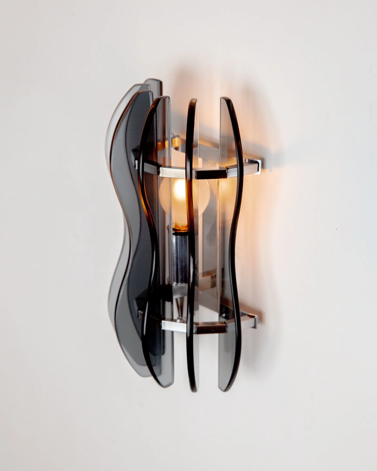 Italian Murano Glass Sconce by Veca, Grey, 1970s