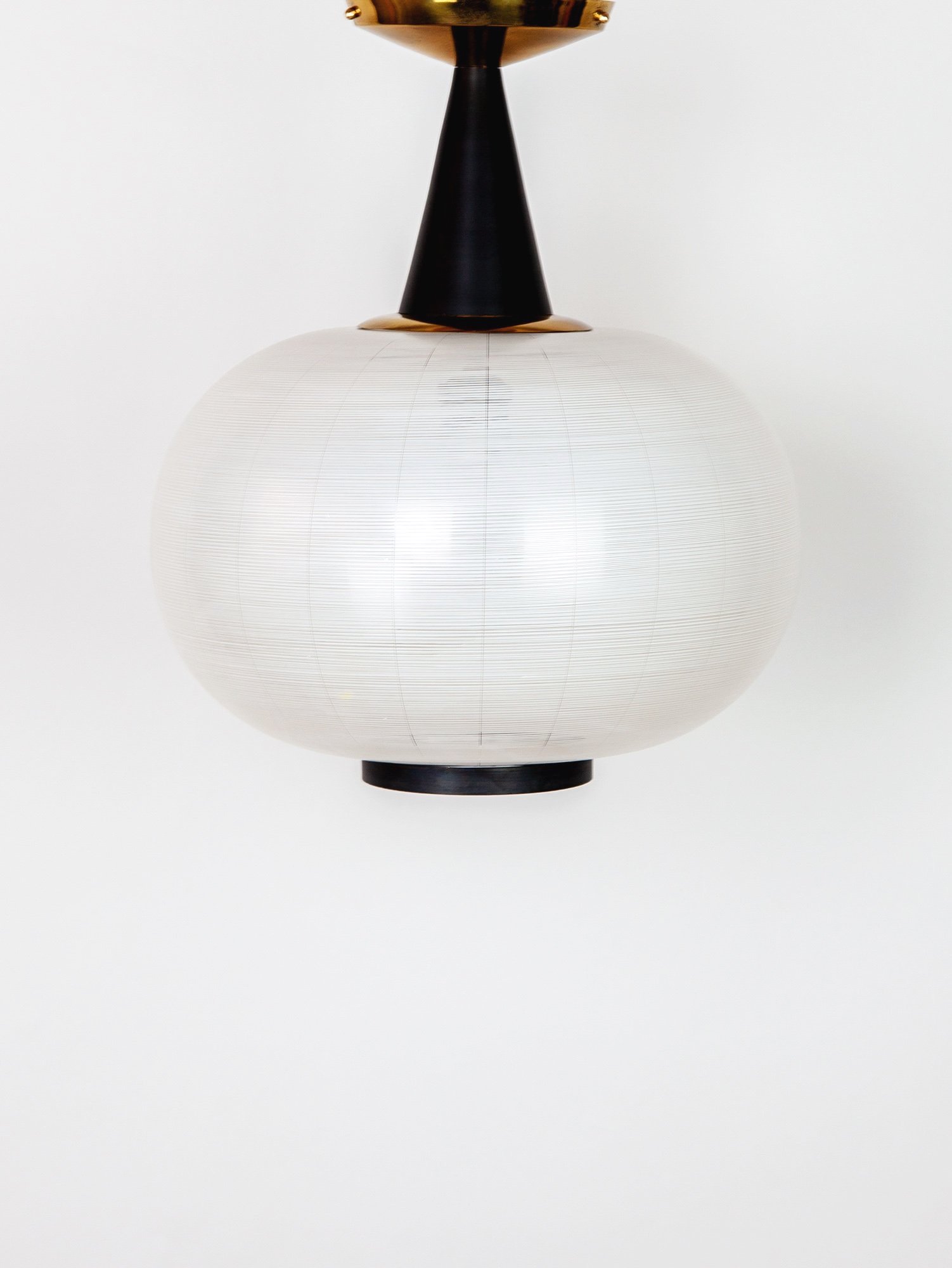 Vintage Italian Stilux Modernist Glass & Brass Pendant, 1950s