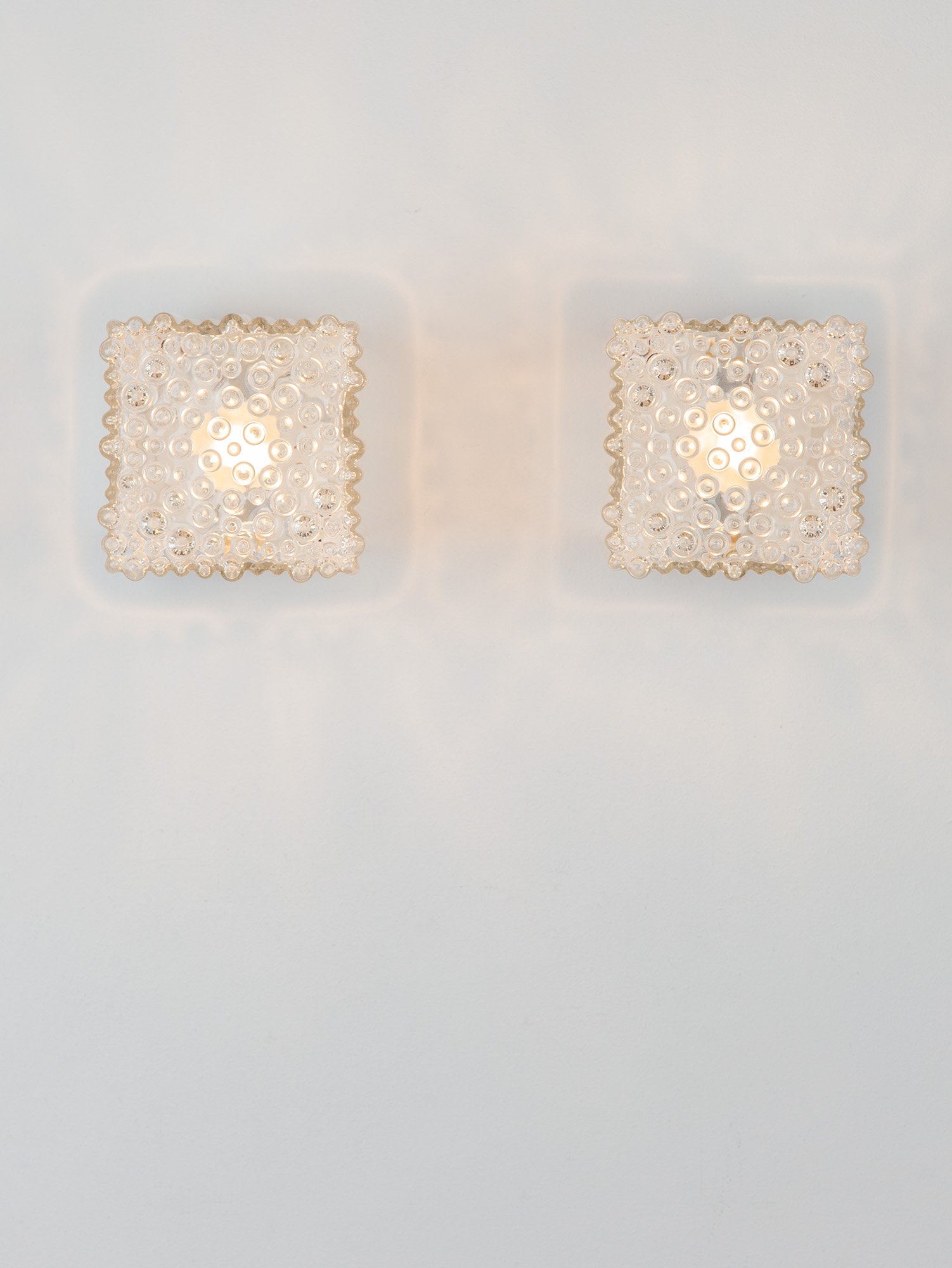Glass and Chrome Cube Sconce by Glashütte Limburg, Germany, 1960s