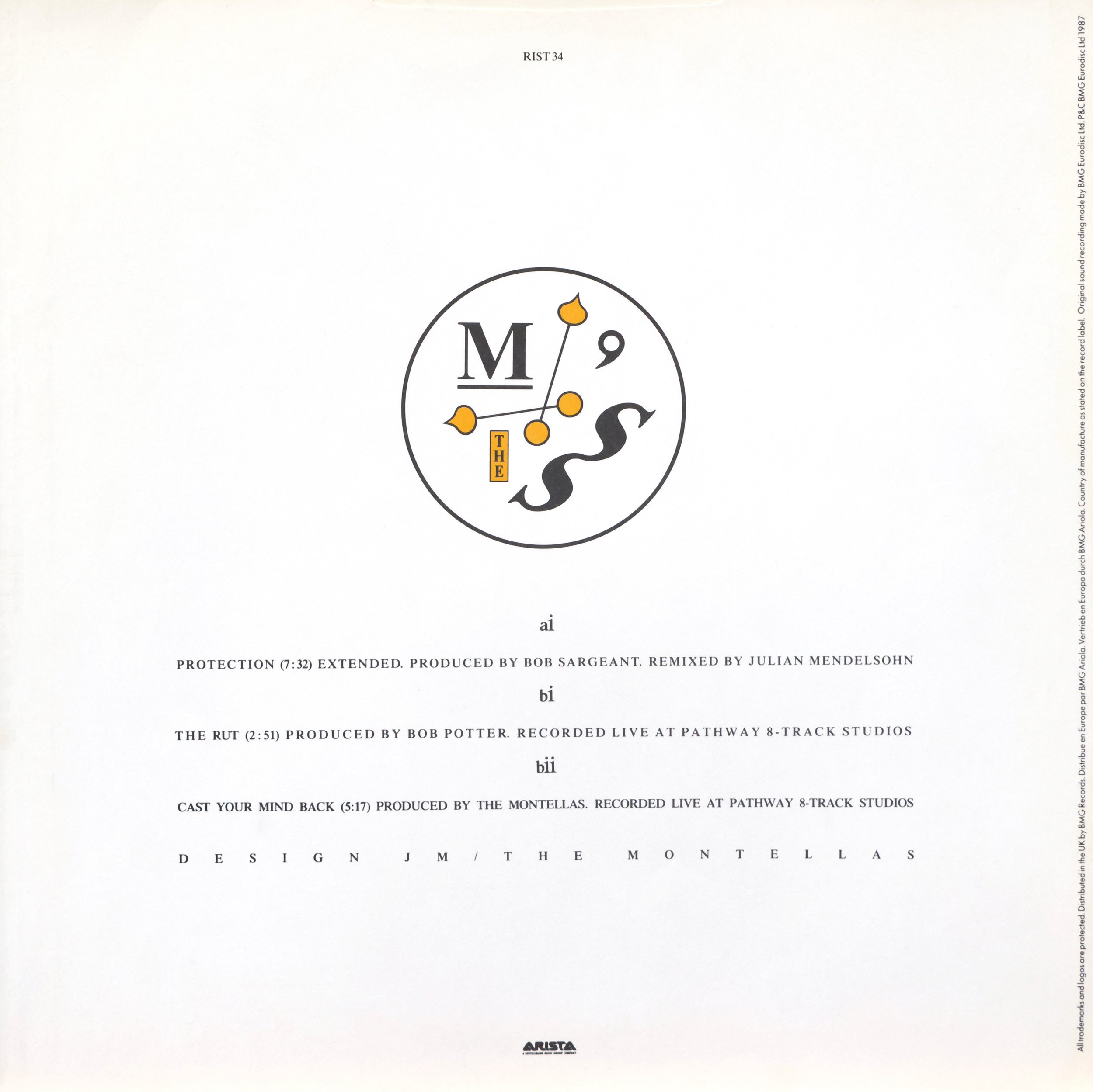 The Montellas - Protection - 12" single - back