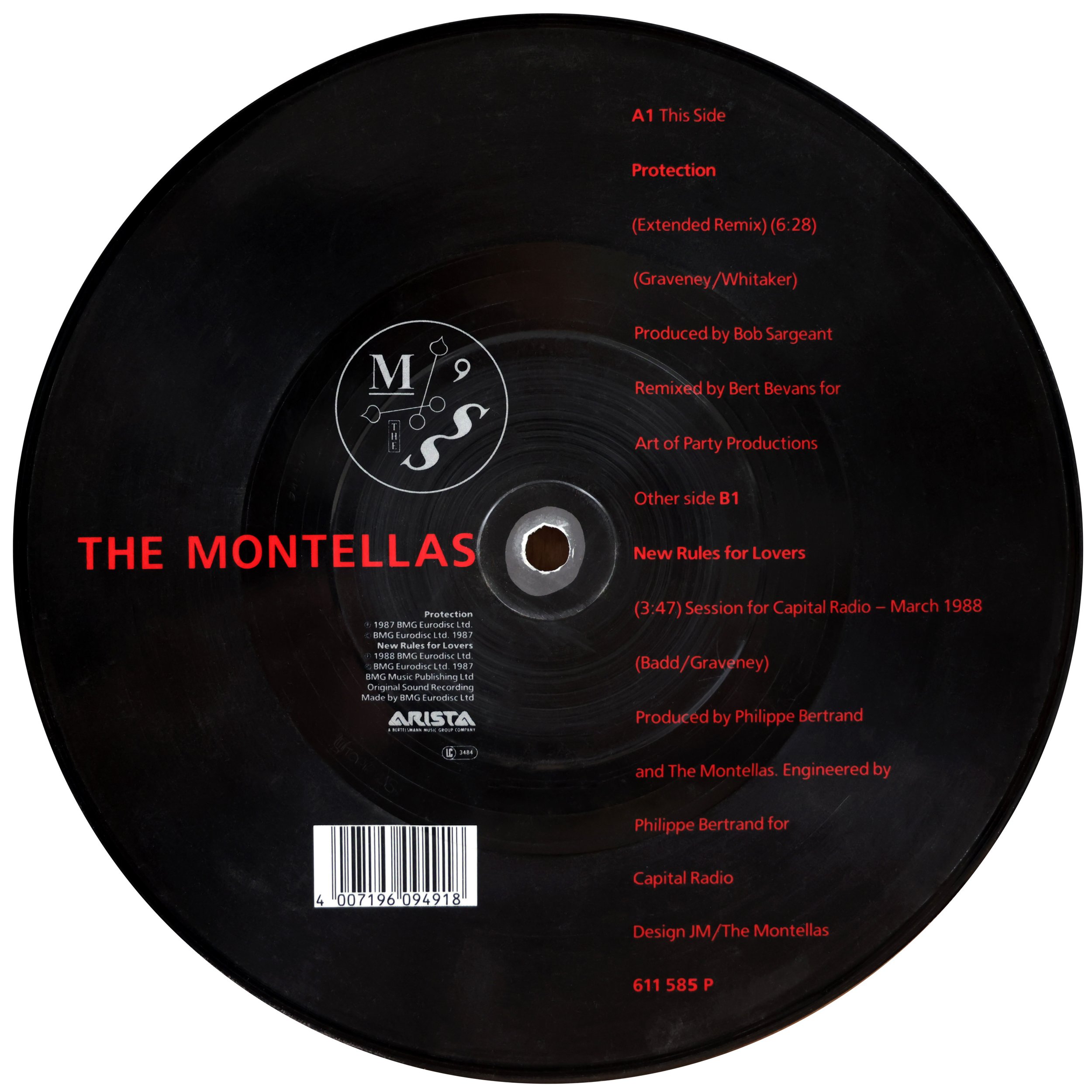 The Montellas - Protection - 12" picture disc (back)