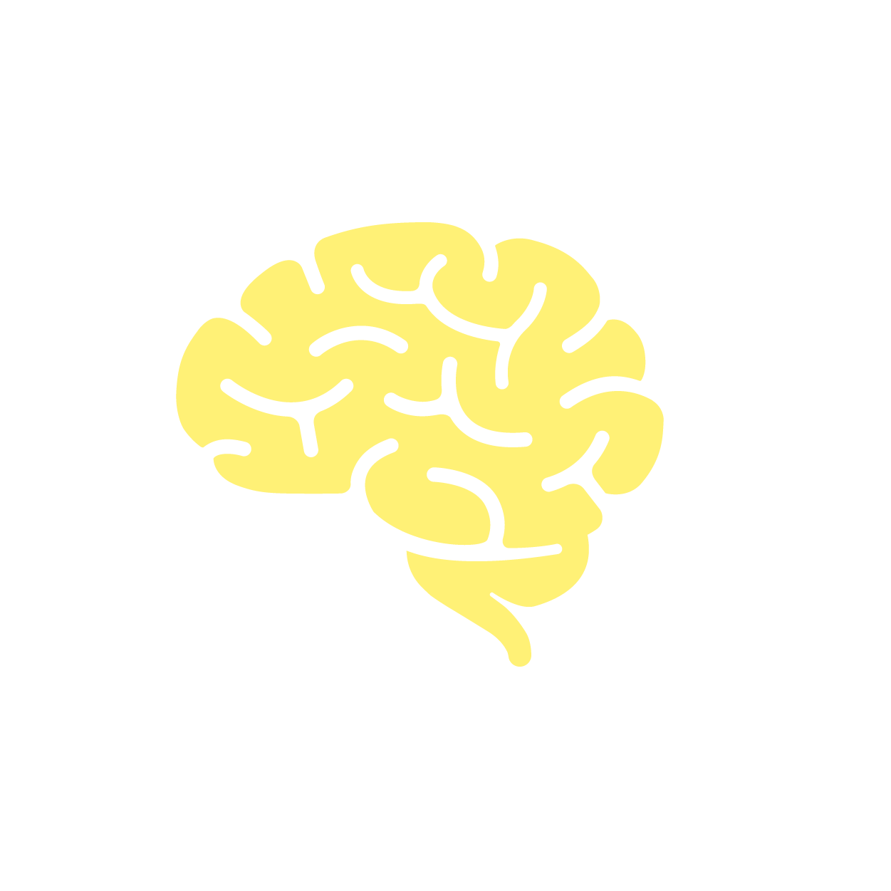 Illustration of a yellow human brain on a black background.