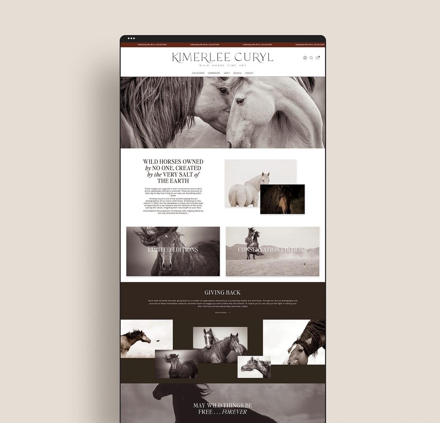 Shopify website design for Fine Art Photographer Kimerlee Curyl. Designed for @empowered_ecommerce