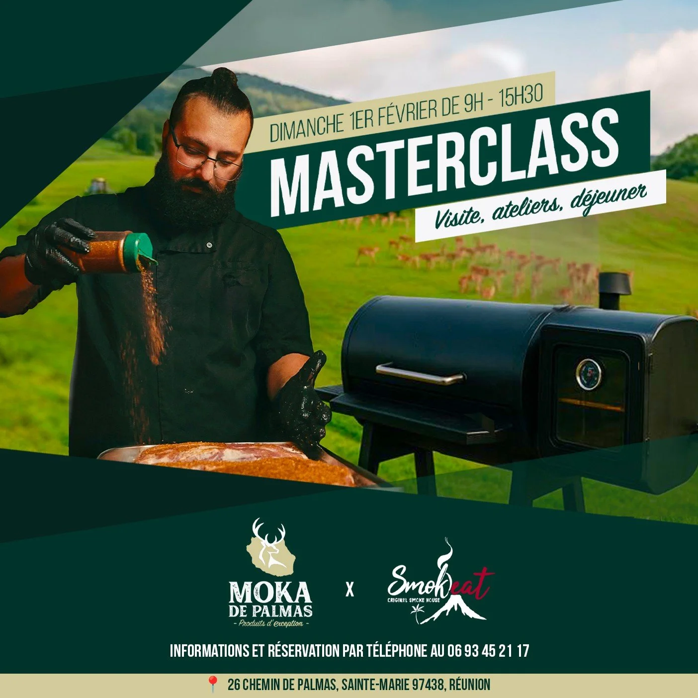 𝗠𝗔𝗦𝗧𝗘𝗥𝗖𝗟𝗔𝗦𝗦 𝗦𝗠𝗢𝗞'𝗘𝗔𝗧 𝗫 𝗠𝗢𝗞𝗔 𝗗𝗘 𝗣𝗔𝗟𝗠𝗔𝗦 🦌🔥🌋

Rendez-vous le 𝗱𝗶𝗺𝗮𝗻𝗰𝗵𝗲 𝟭𝗲𝗿 𝗳𝗲́𝘃𝗿𝗶𝗲𝗿 pour une journ&eacute;e exceptionnelle au 𝗗𝗼𝗺𝗮𝗶𝗻𝗲 𝗠𝗼𝗸𝗮 𝗱𝗲 𝗣𝗮𝗹𝗺𝗮𝘀 𝗮̀ 𝗦𝗮𝗶𝗻𝘁𝗲-𝗠𝗮𝗿𝗶𝗲.

Au p