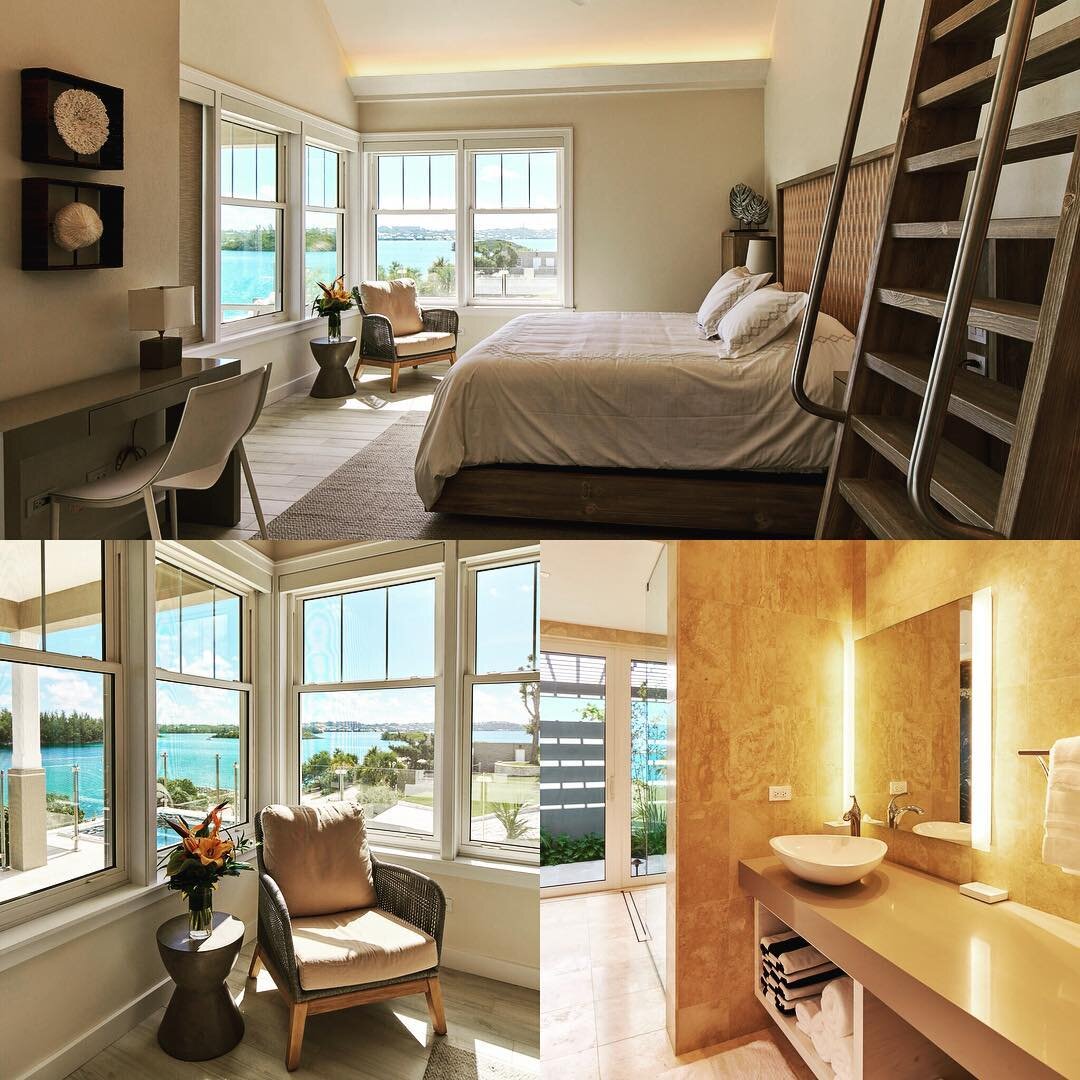 One of the beautiful rooms you could stay in at Hawkins Island Bermuda, full of light with amazing ocean views! It&rsquo;s your perfect private island escape! 
Email: hawkins@thewaterfront.bm or call (441) 299-0700 for bookings and enquiries! 
#tropi