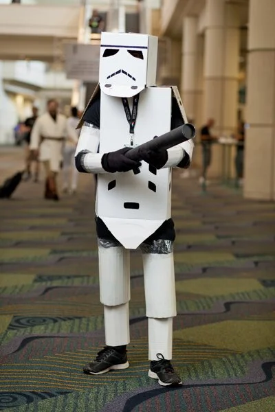 photograph of carboard storm trooper at star wars celebration