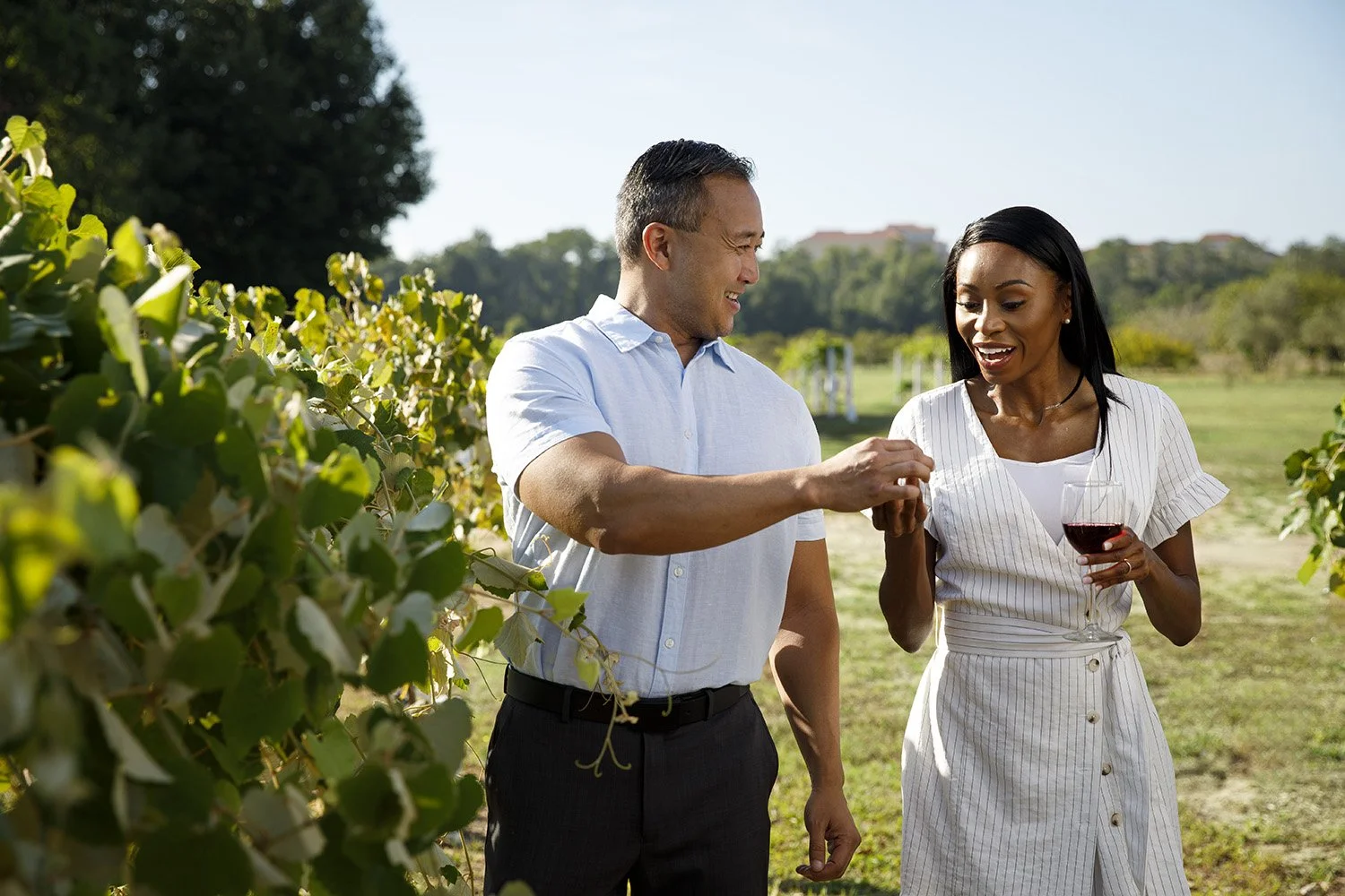 couple on date at winery