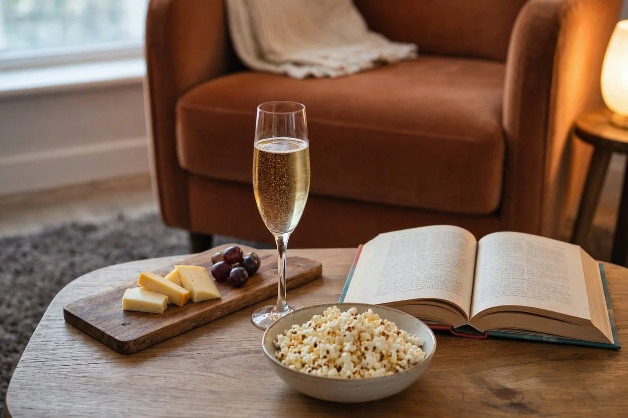 sparkling wine for a solo evening in