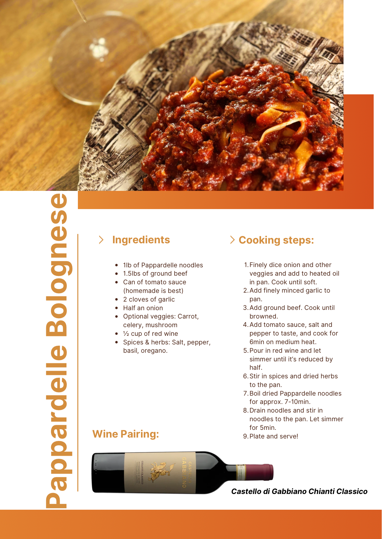 Chianti Classico wine pairing Pappardelle Bolognese