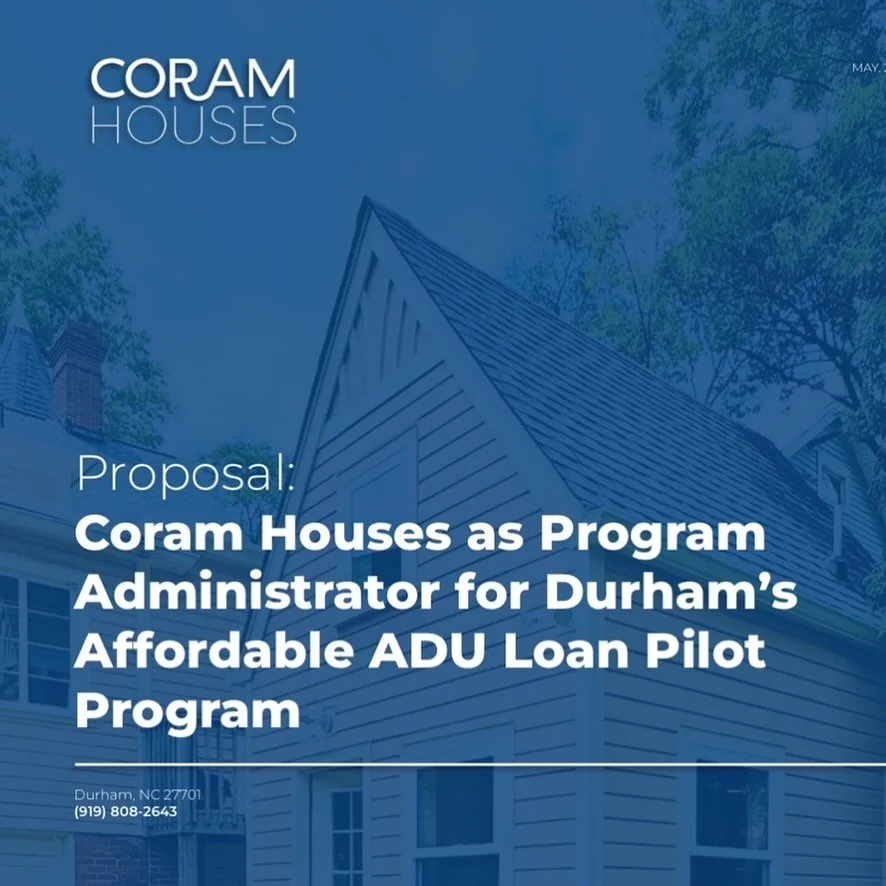 A cool thing has occurred.

Back in March, the City of Durham launched a search for someone to run an ADU pilot program. The city would offer low-interest funds, and homeowners would use those funds to create equitable housing.
Coram applied to run t